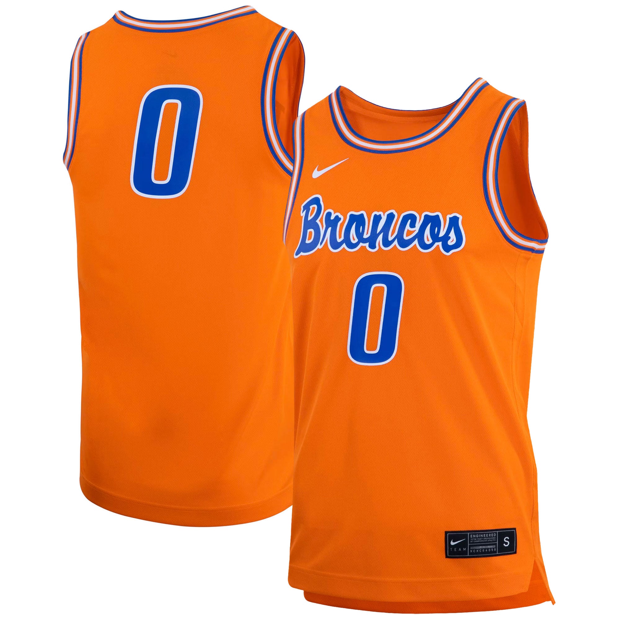 #0 Boise State Broncos Retro Basketball Jersey Orange - front and back view