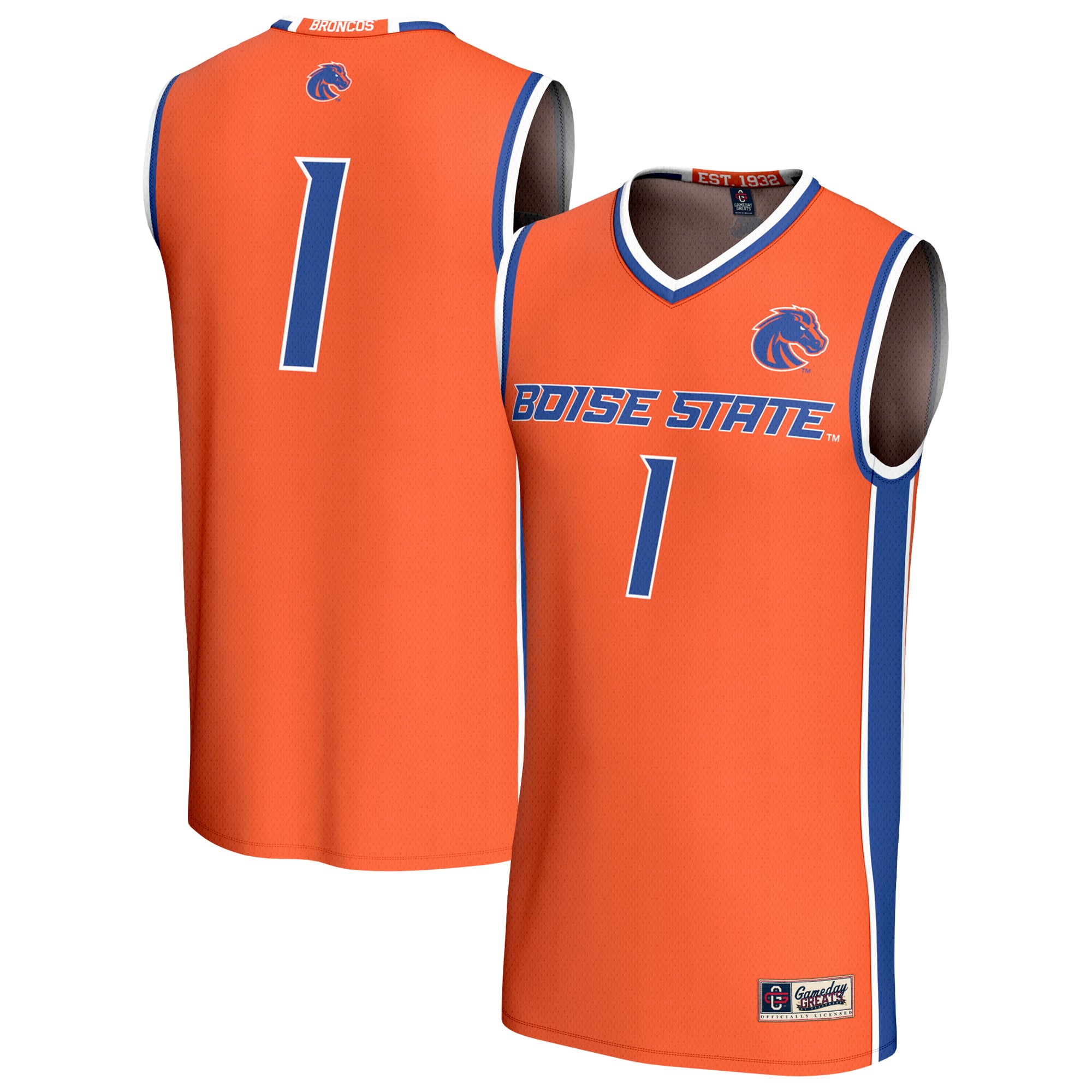Boise State Broncos Youth Lightweight Collegiate Basketball Fashion Jersey - front and back view
