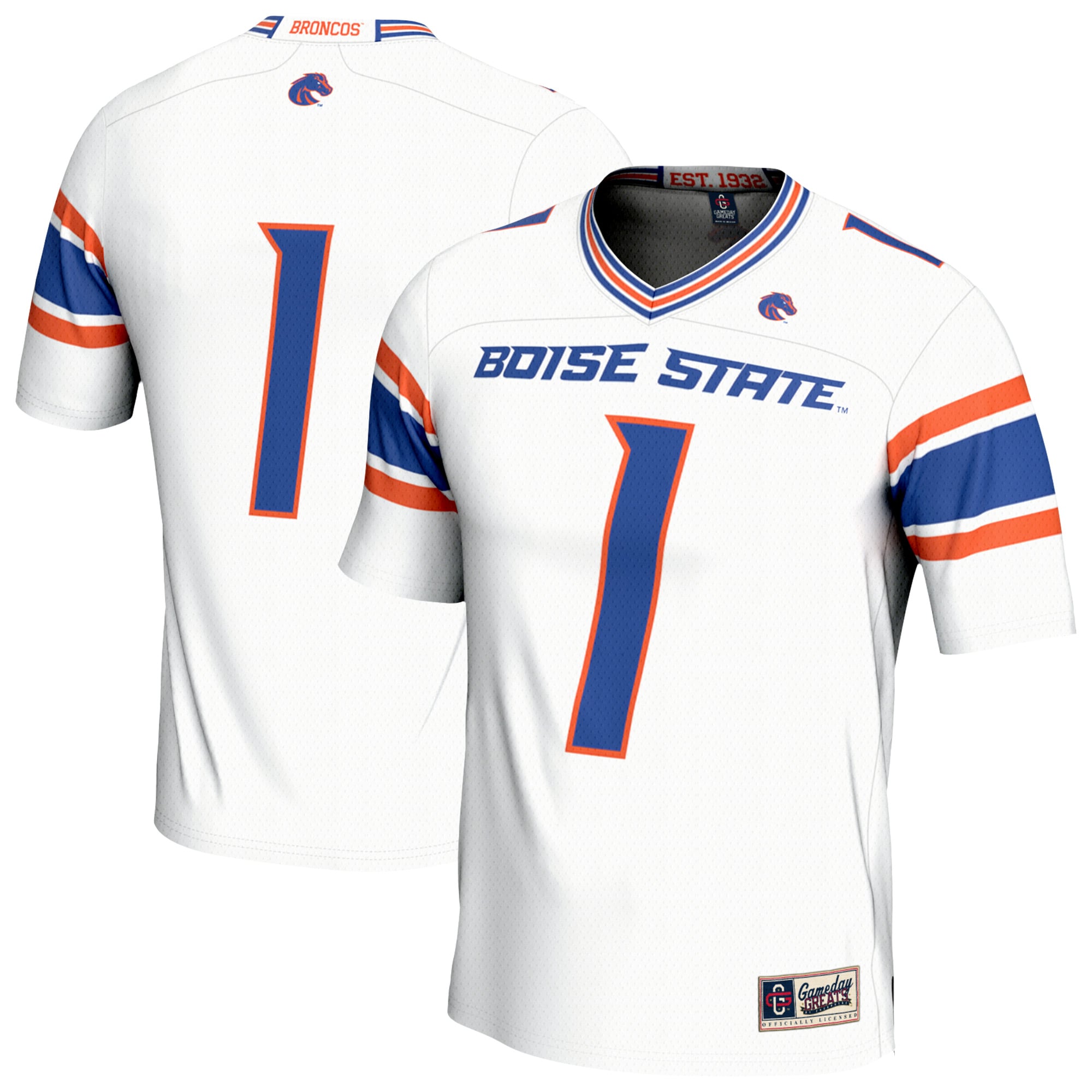 Boise State Broncos Youth Collegiate Football Lightweight Fashion Jersey - front and back view