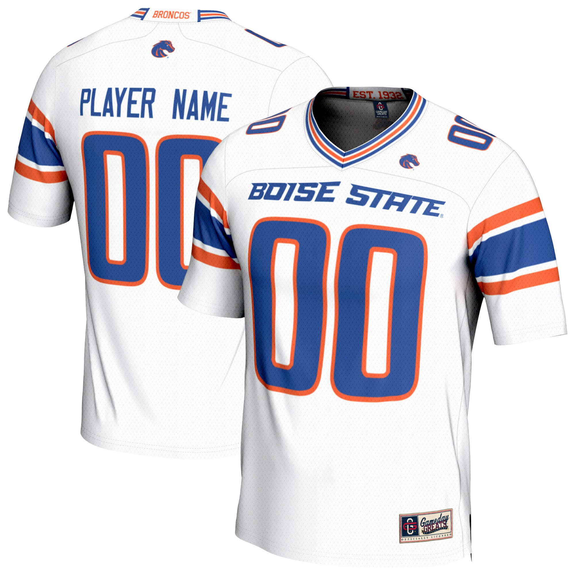 Boise State Broncos Unisex Lightweight Collegiate Football Fashion Jersey - front and back view