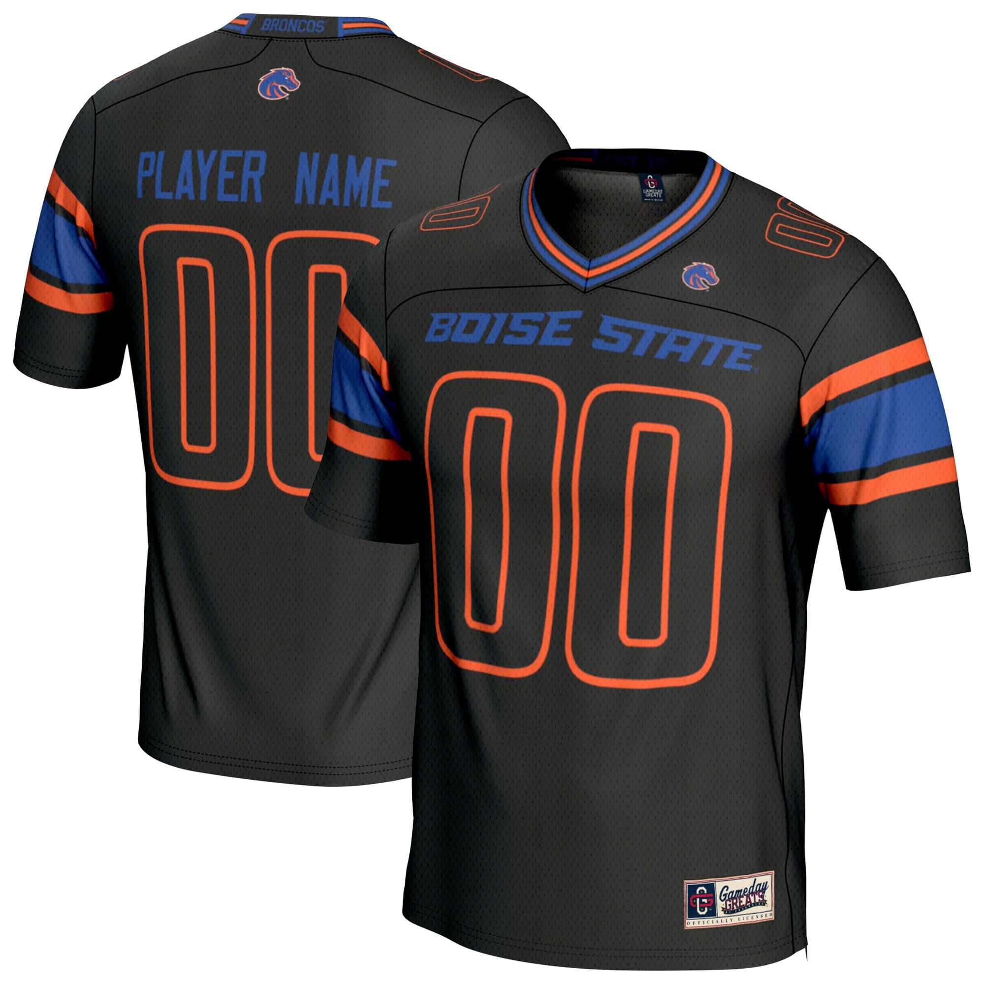 Boise State Broncos Unisex Lightweight Collegiate Football Fashion Jersey - front and back view