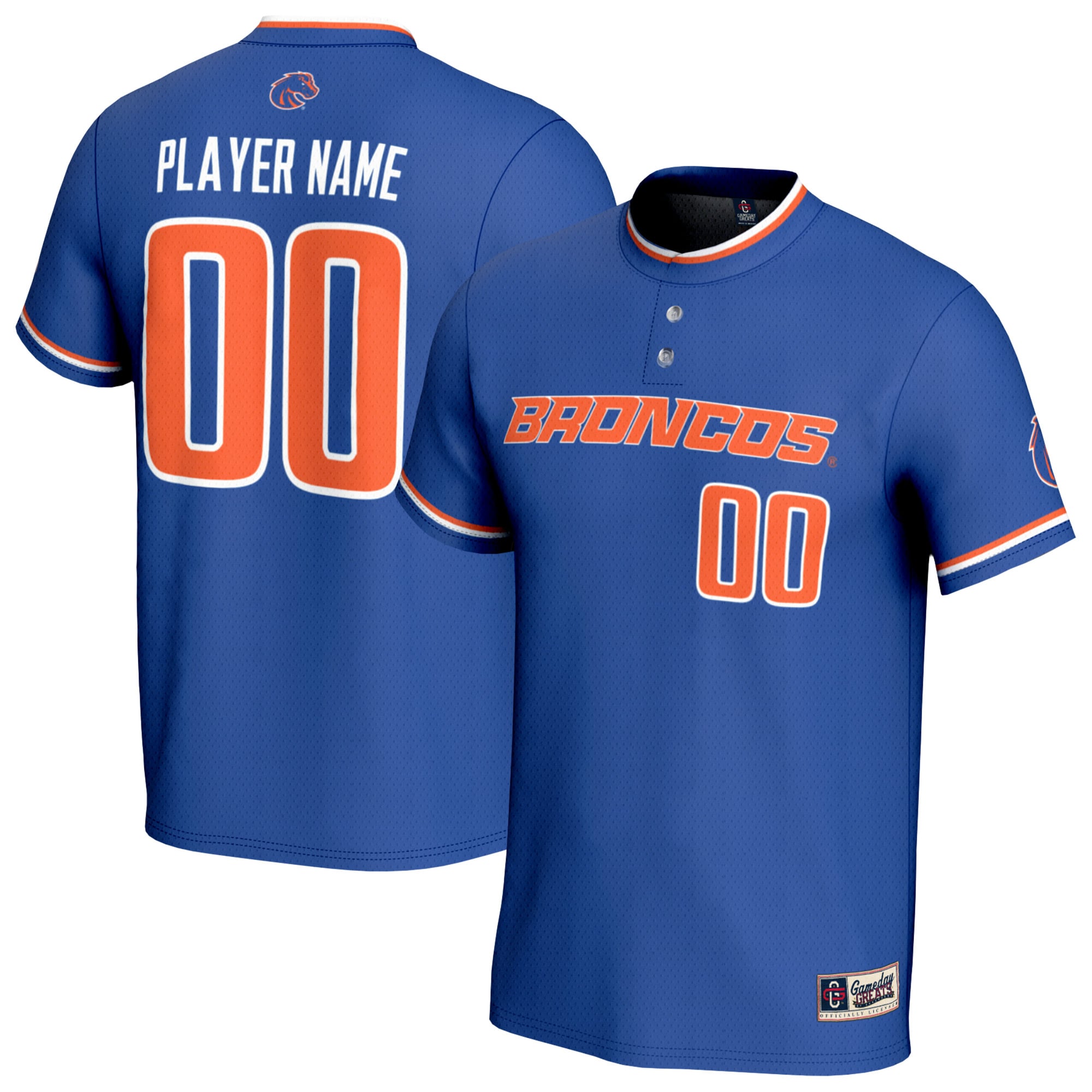 Boise State Broncos Unisex Lightweight Collegiate Softball Fashion Jersey - front and back view