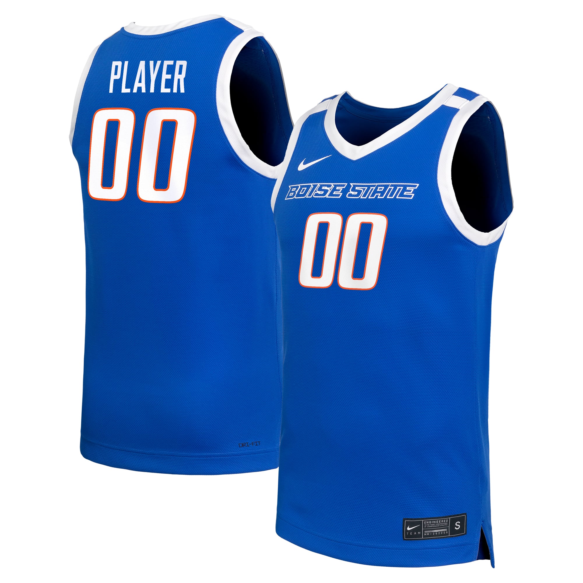 Boise State Broncos Unisex Men's Basketball Jersey Royal - front and back view