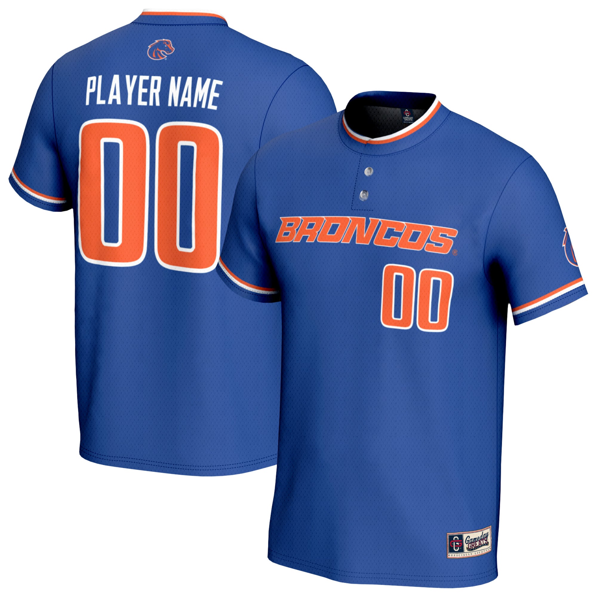 Boise State Broncos Youth Lightweight Collegiate Softball Fashion Jersey - front and back view