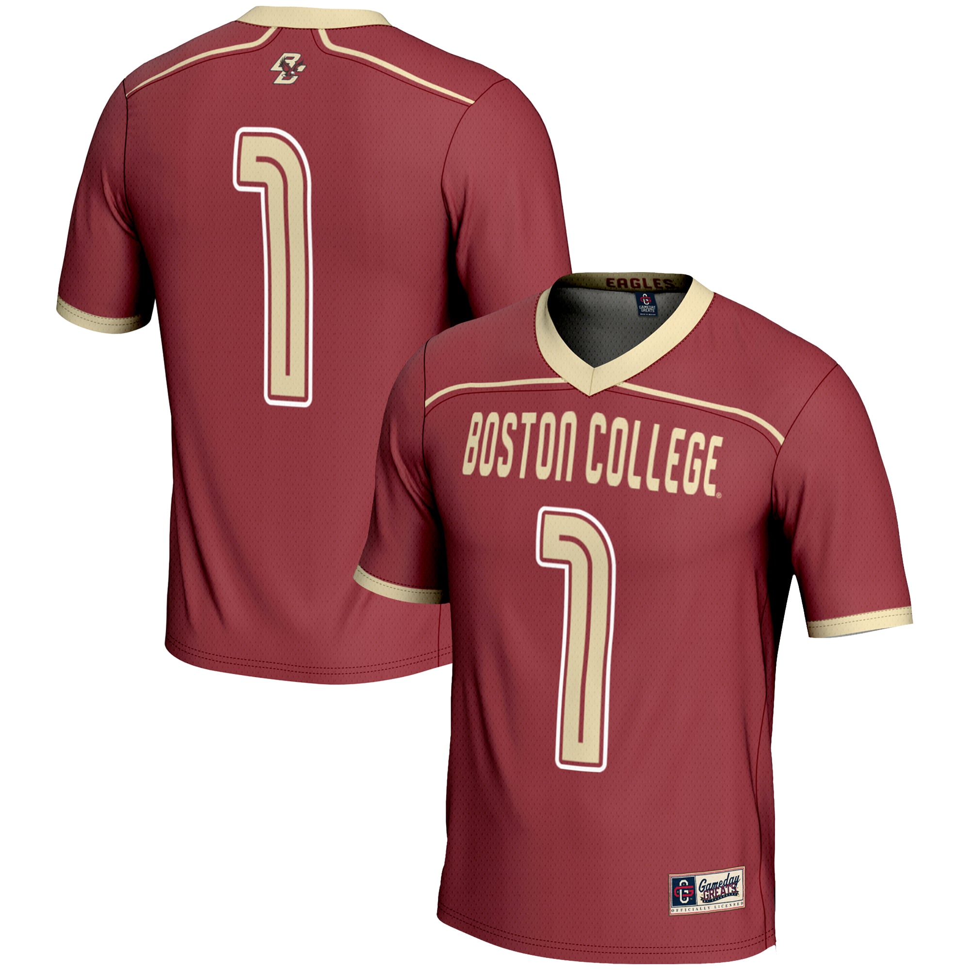 Boston College Eagles #1 Lightweight Lacrosse Jersey Maroon - front and back view