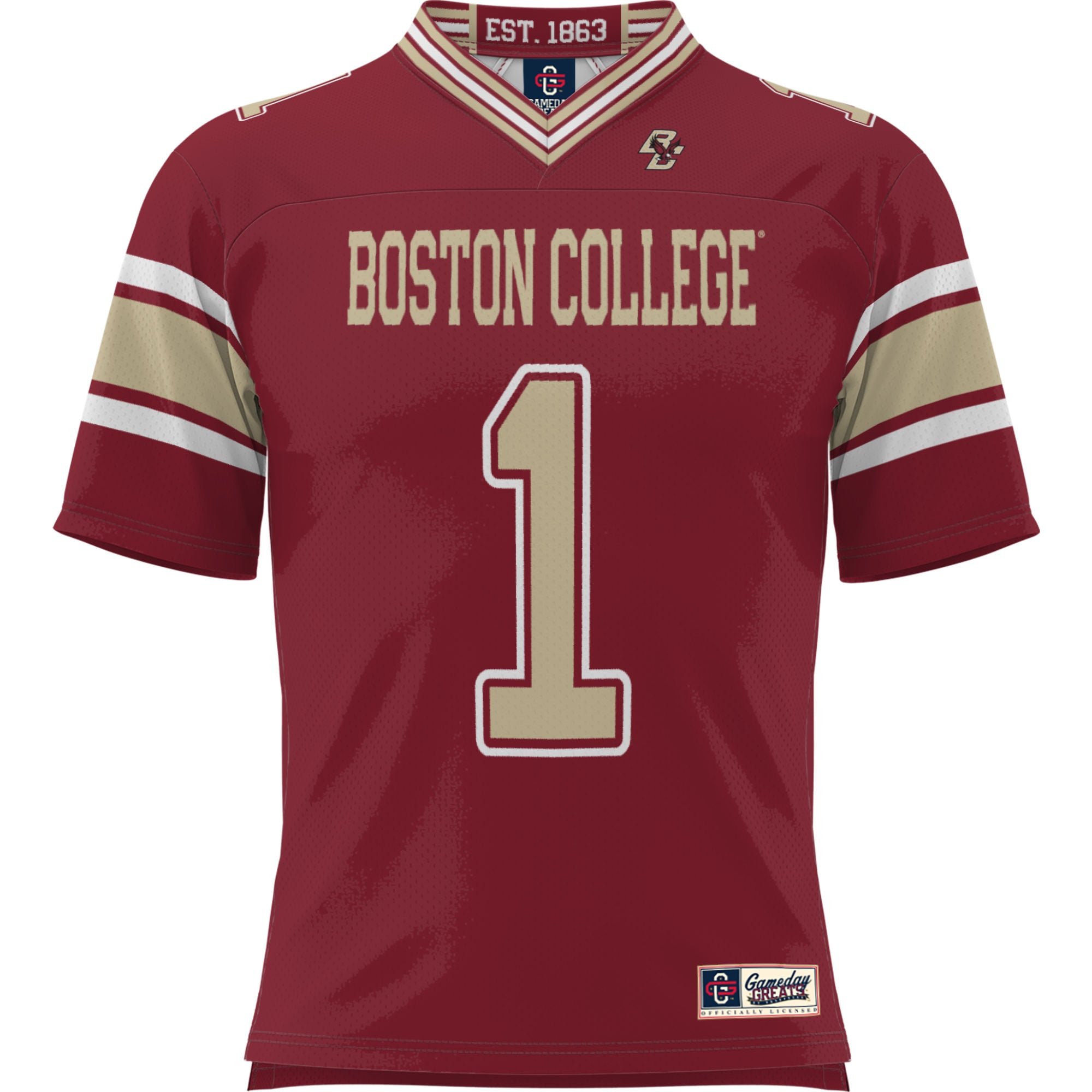 #1 Boston College Eagles Football Jersey Maroon - front view