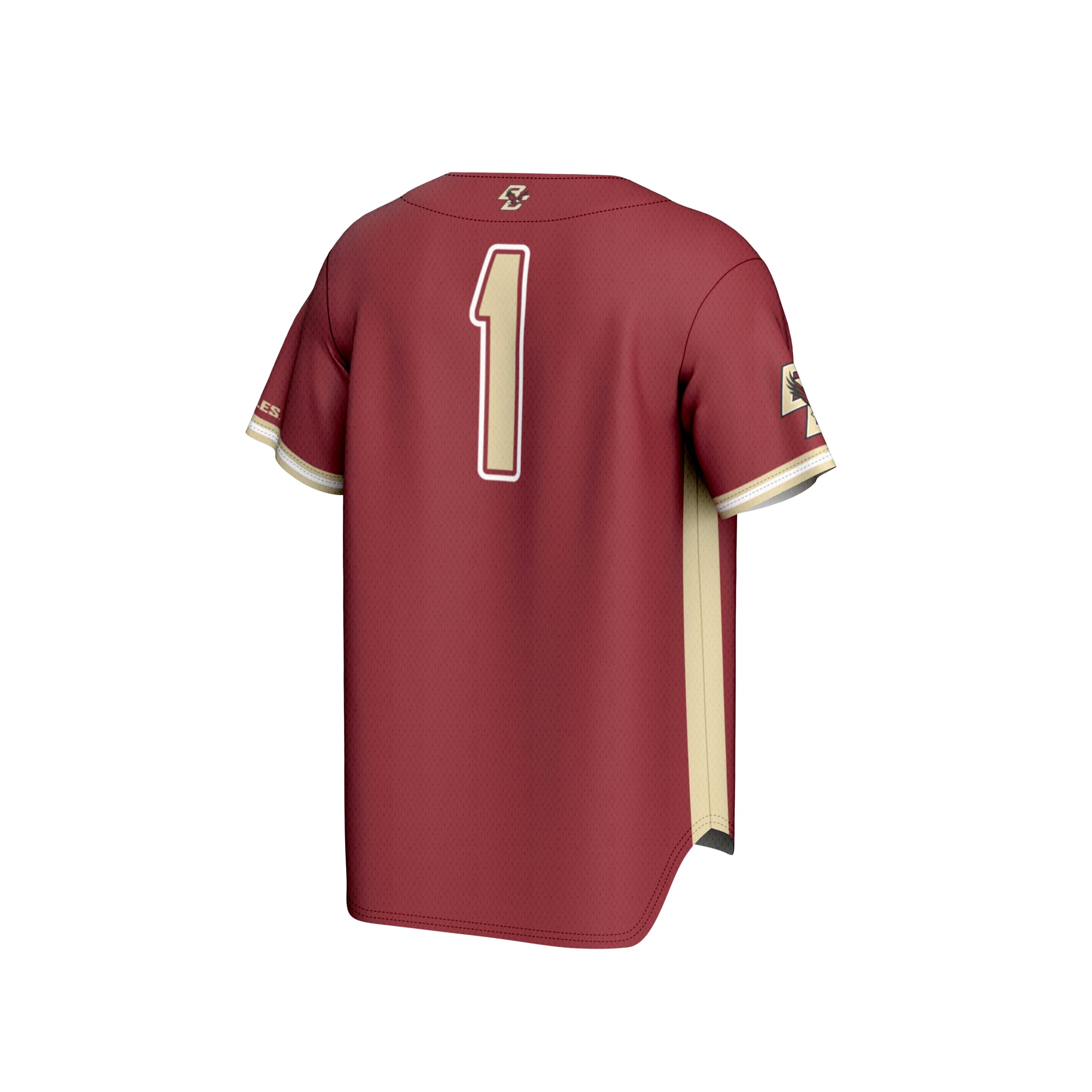 #1 Boston College Eagles Lightweight Baseball Fashion Jersey - Maroon - back view