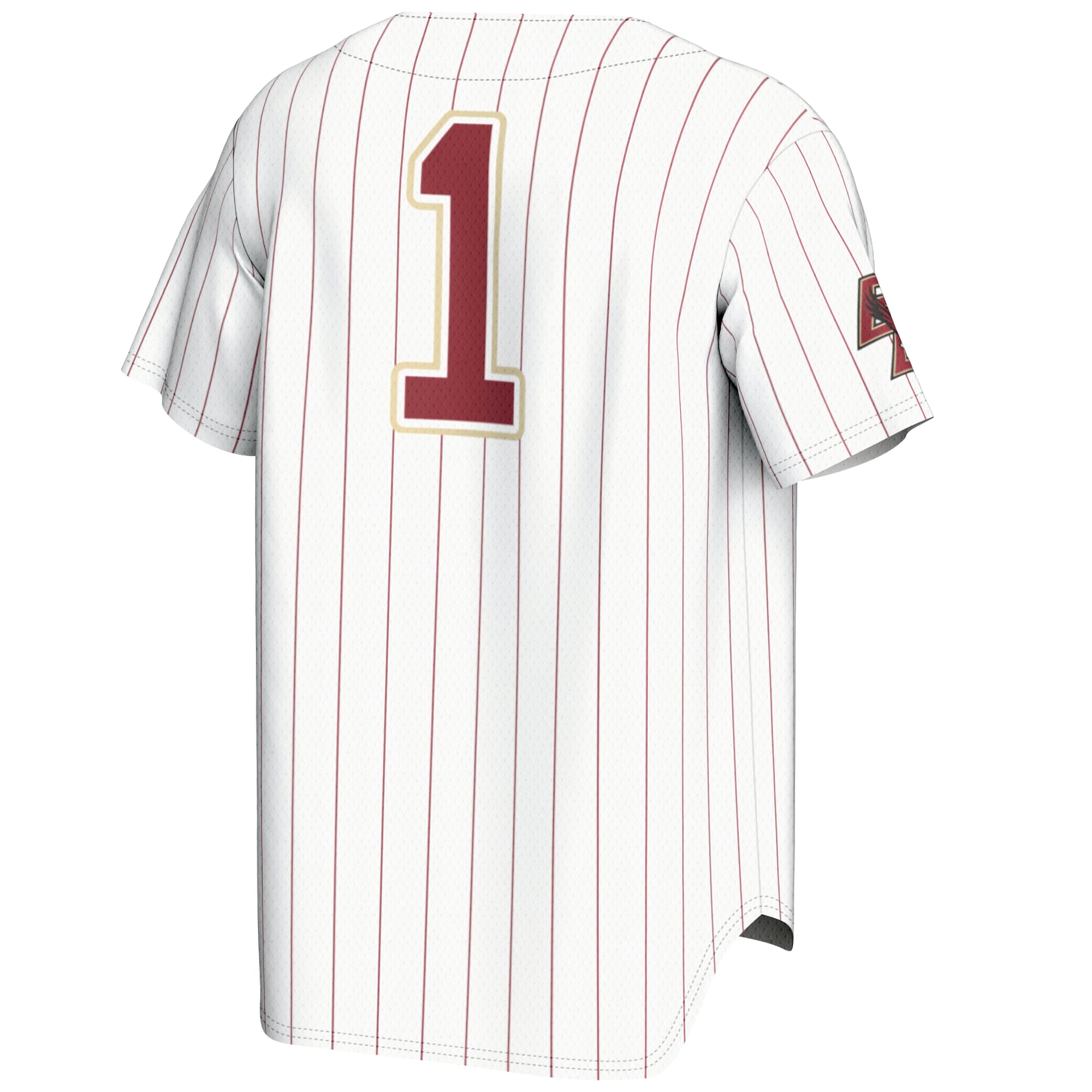 #1 Boston College Eagles Lightweight Baseball Fashion Jersey White - back view