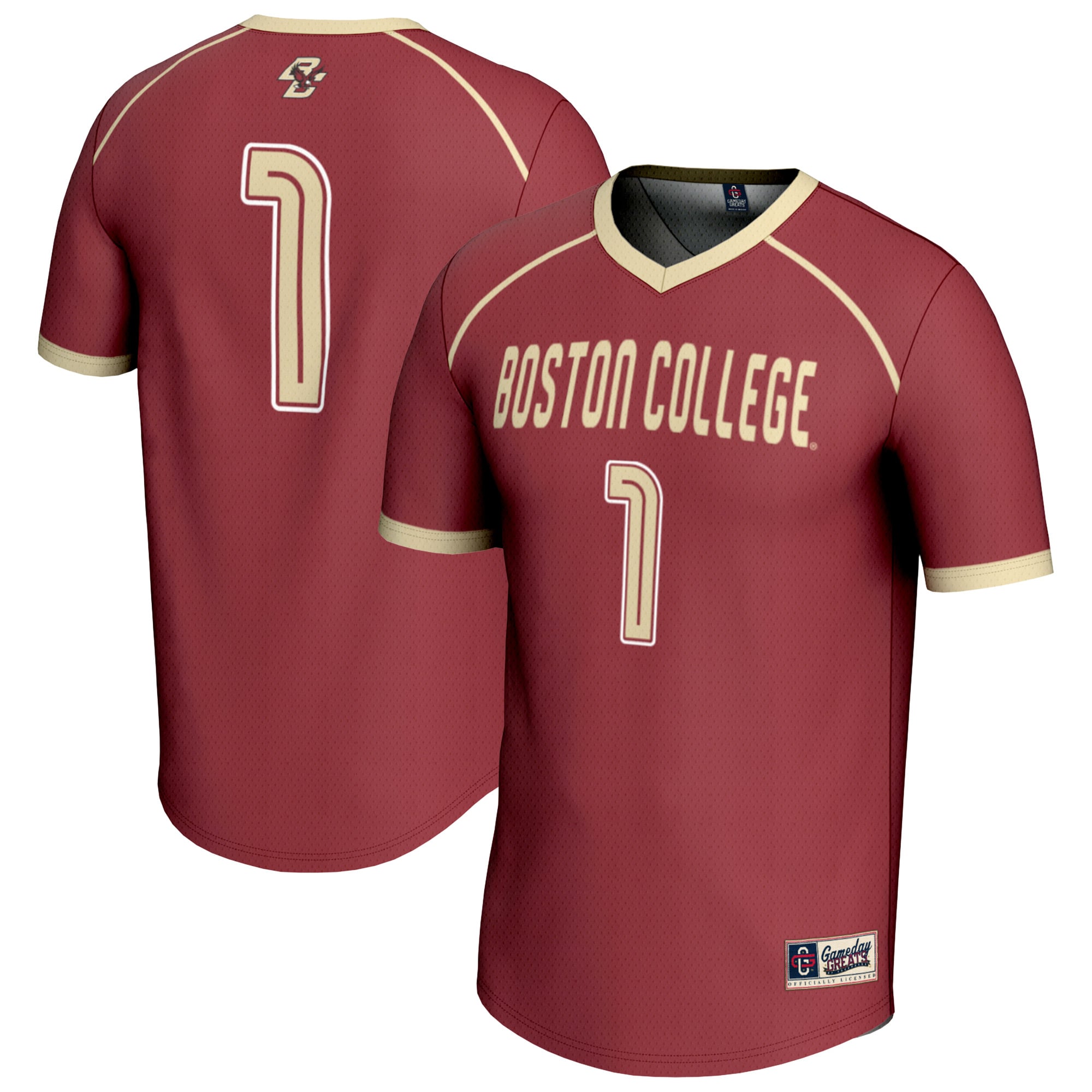 #1 Boston College Eagles Unisex Lightweight Women's Lacrosse Fashion Jersey - front and back view
