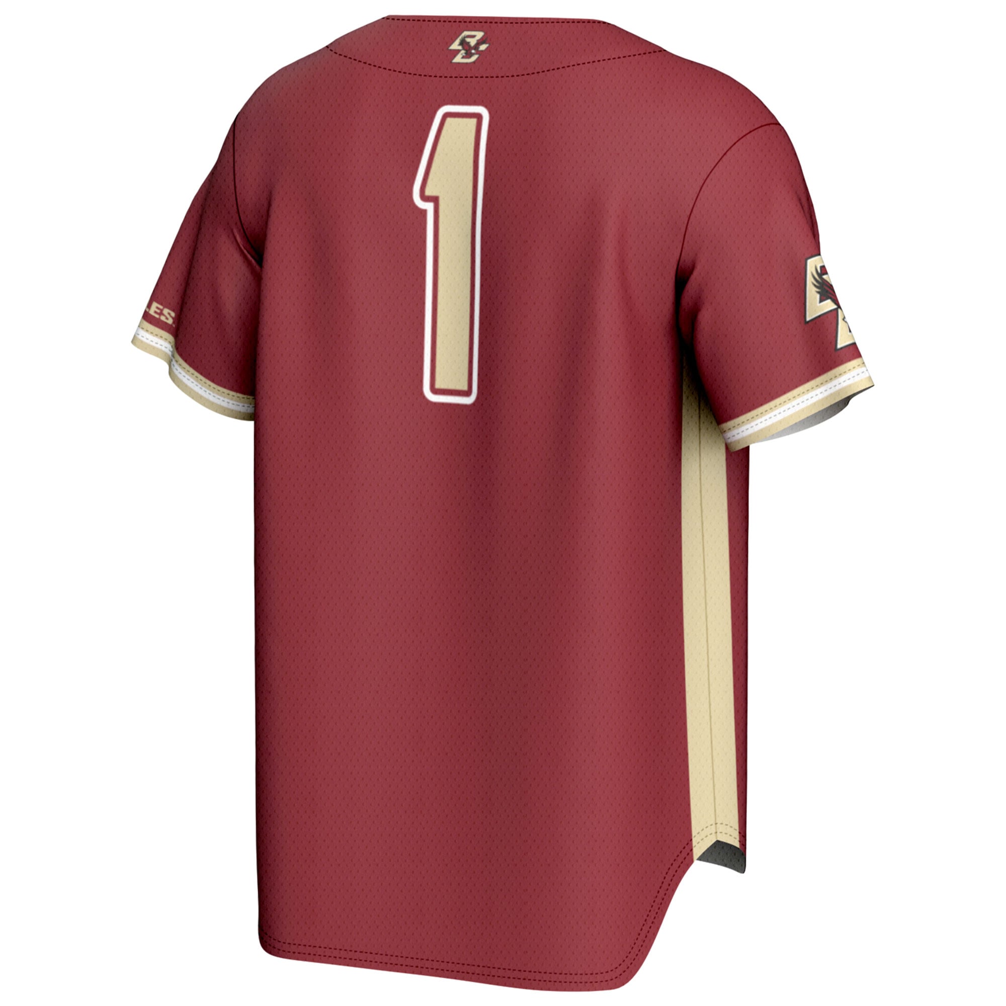 #1 Boston College Eagles Youth Lightweight Baseball Fashion Jersey - Maroon - back view