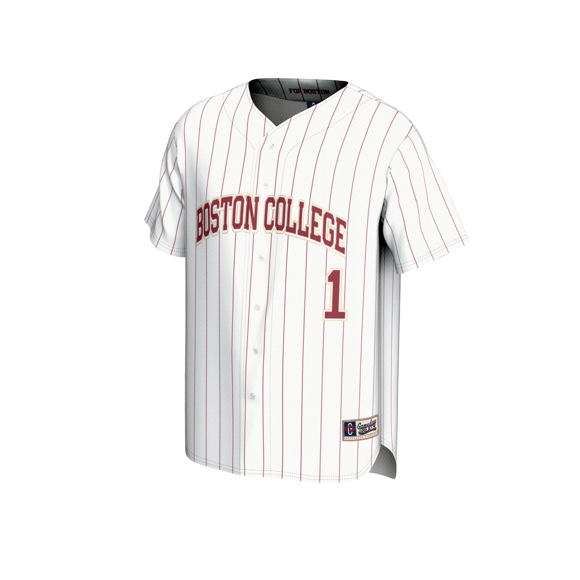 #1 Boston College Eagles Youth Lightweight Baseball Fashion Jersey White - front view