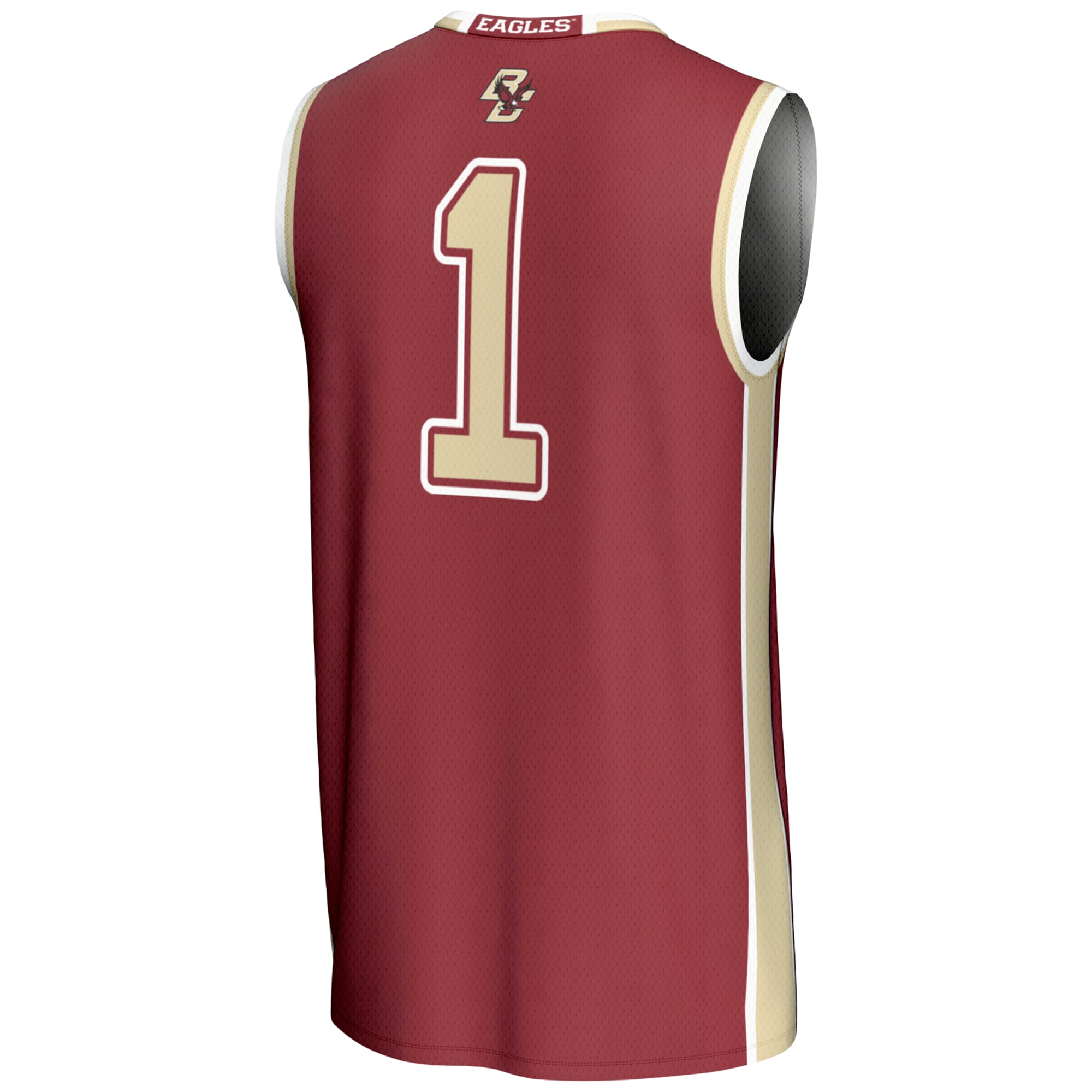 #1 Boston College Eagles Youth Lightweight Basketball Jersey Maroon - back view