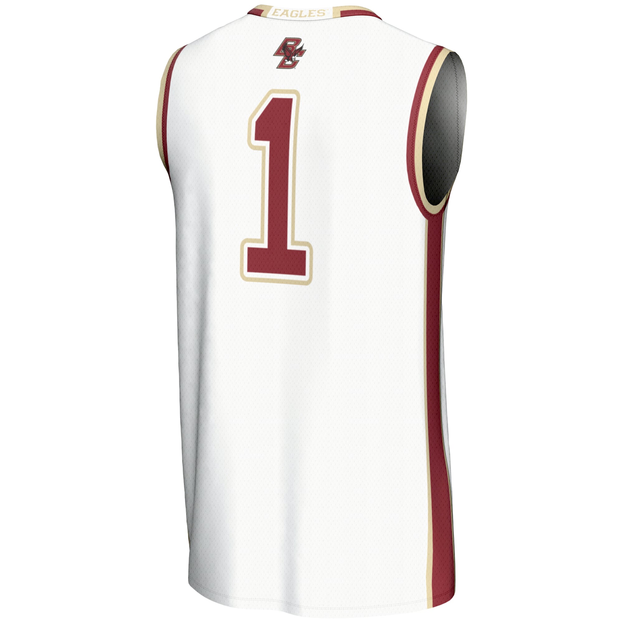 #1 Boston College Eagles Youth Lightweight Basketball Jersey White - back view