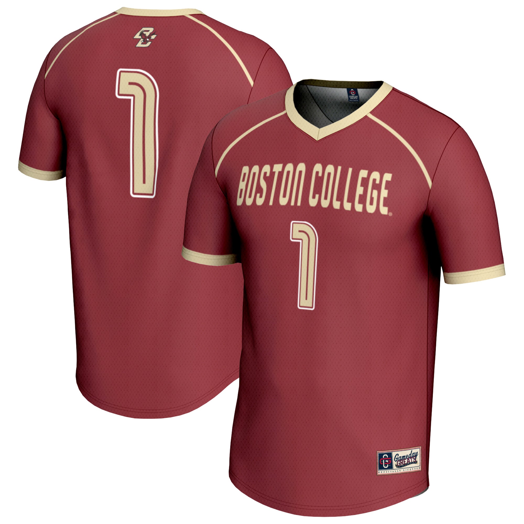 #1 Boston College Eagles Youth Lightweight Women's Lacrosse Fashion Jersey - front and back view