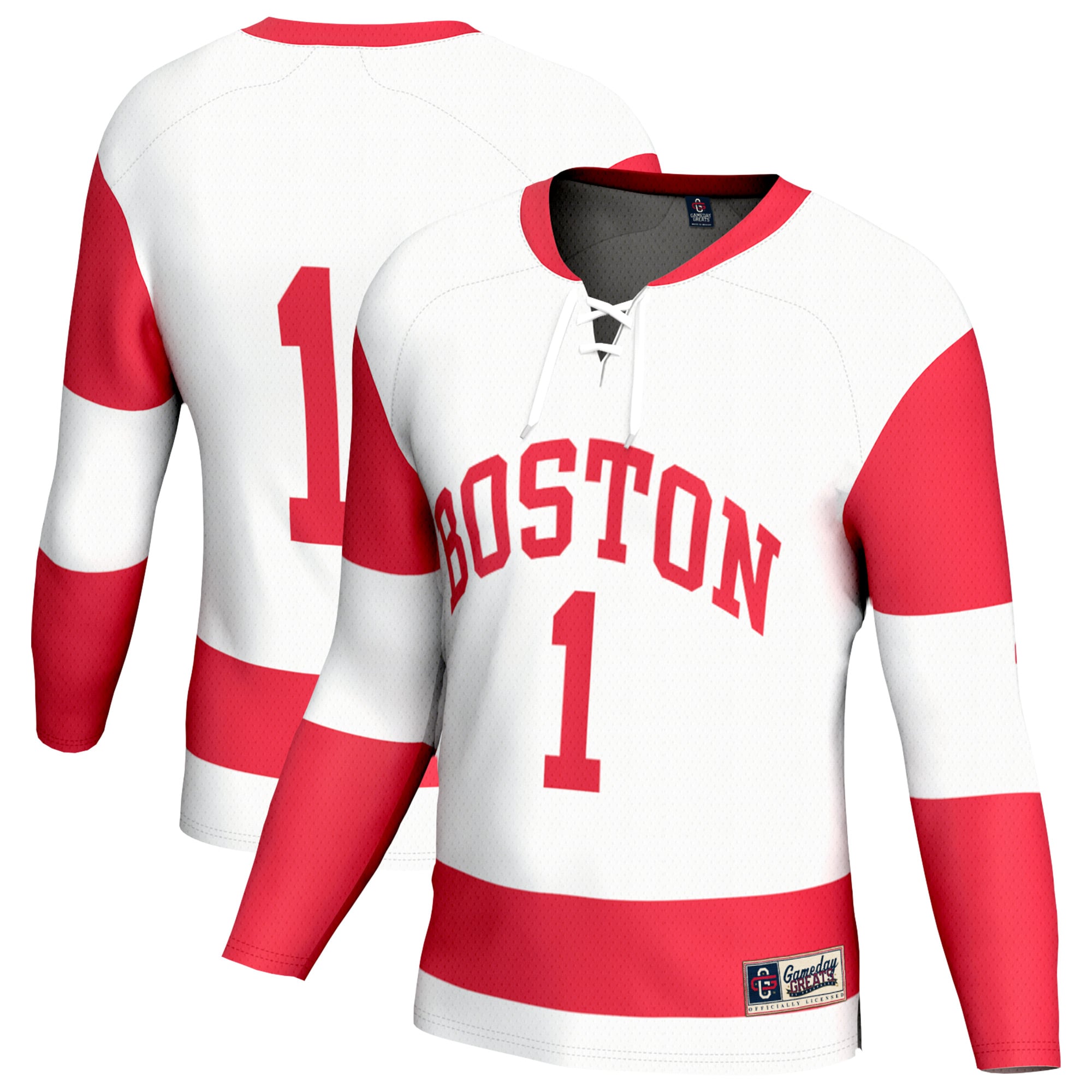 Boston University Unisex Lightweight Collegiate Women's Hockey Fashion Jersey - front and back view