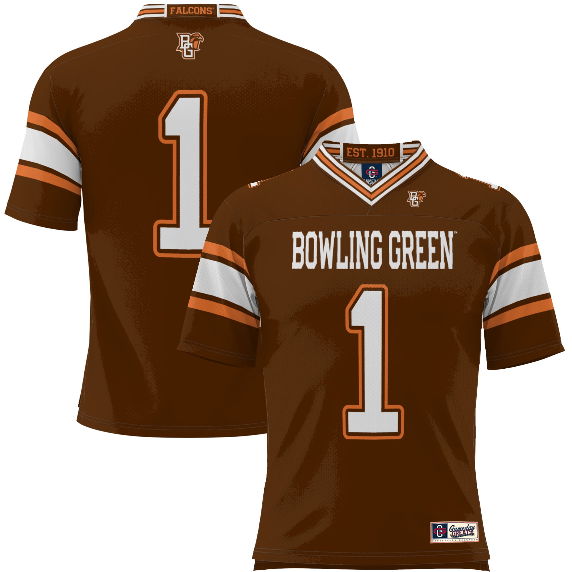 #1 Bowling Green St. Falcons Youth Endzone Football Jersey Brown - front view