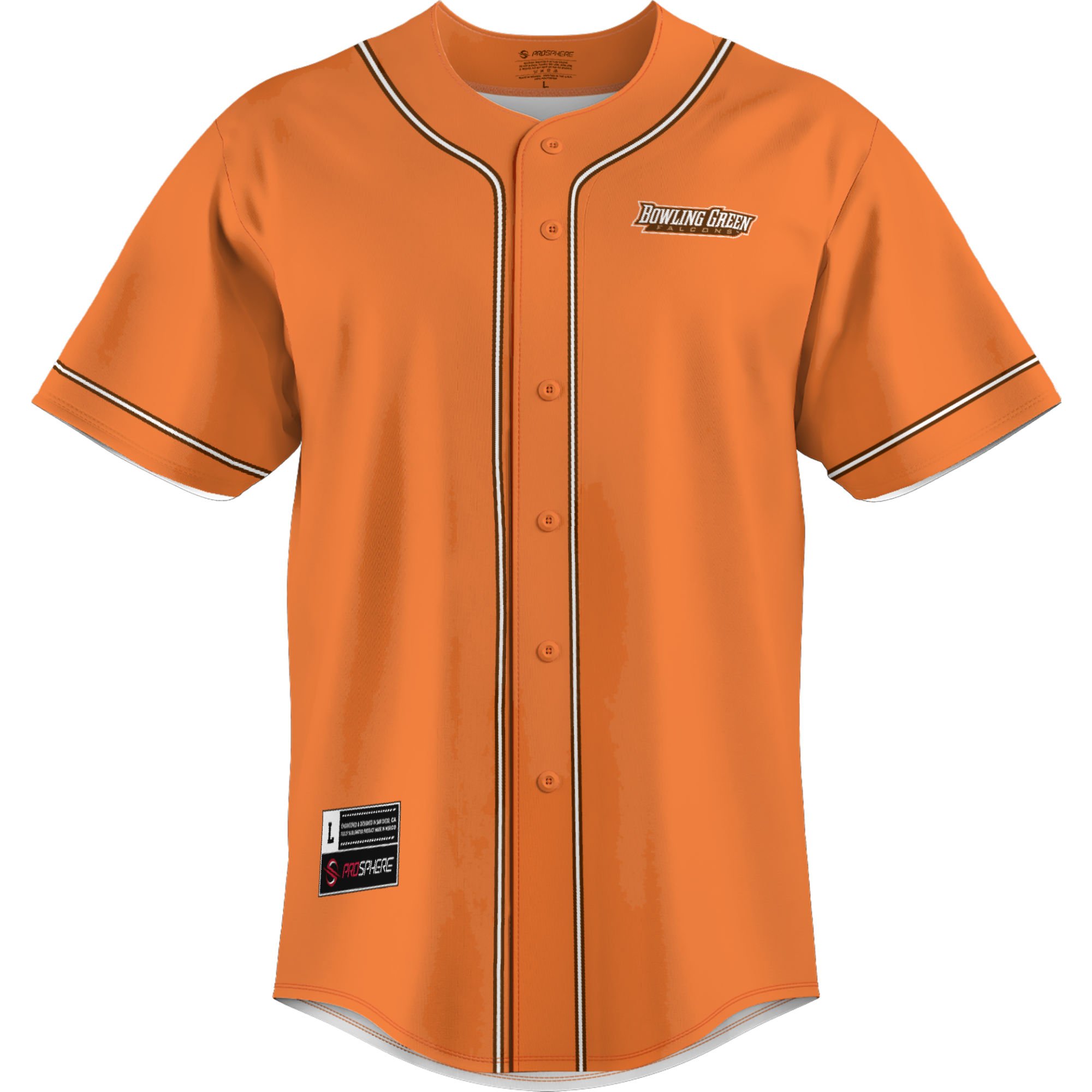 Bowling Green St. Falcons Lightweight Baseball Jersey Orange - back view