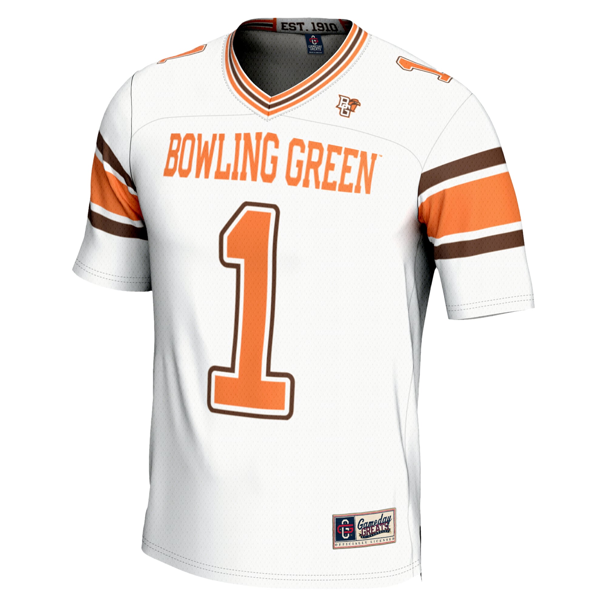 #1 Bowling Green St. Falcons Youth Endzone Football Jersey White - back view