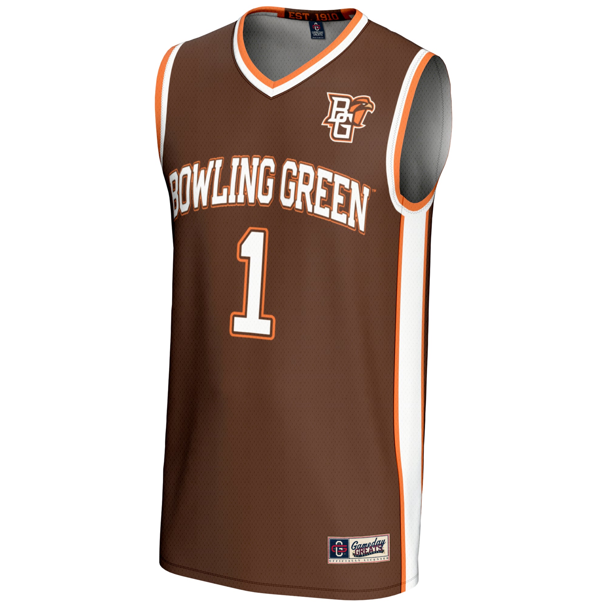 #1 Bowling Green St. Falcons Youth Lightweight Basketball Jersey Brown - front view