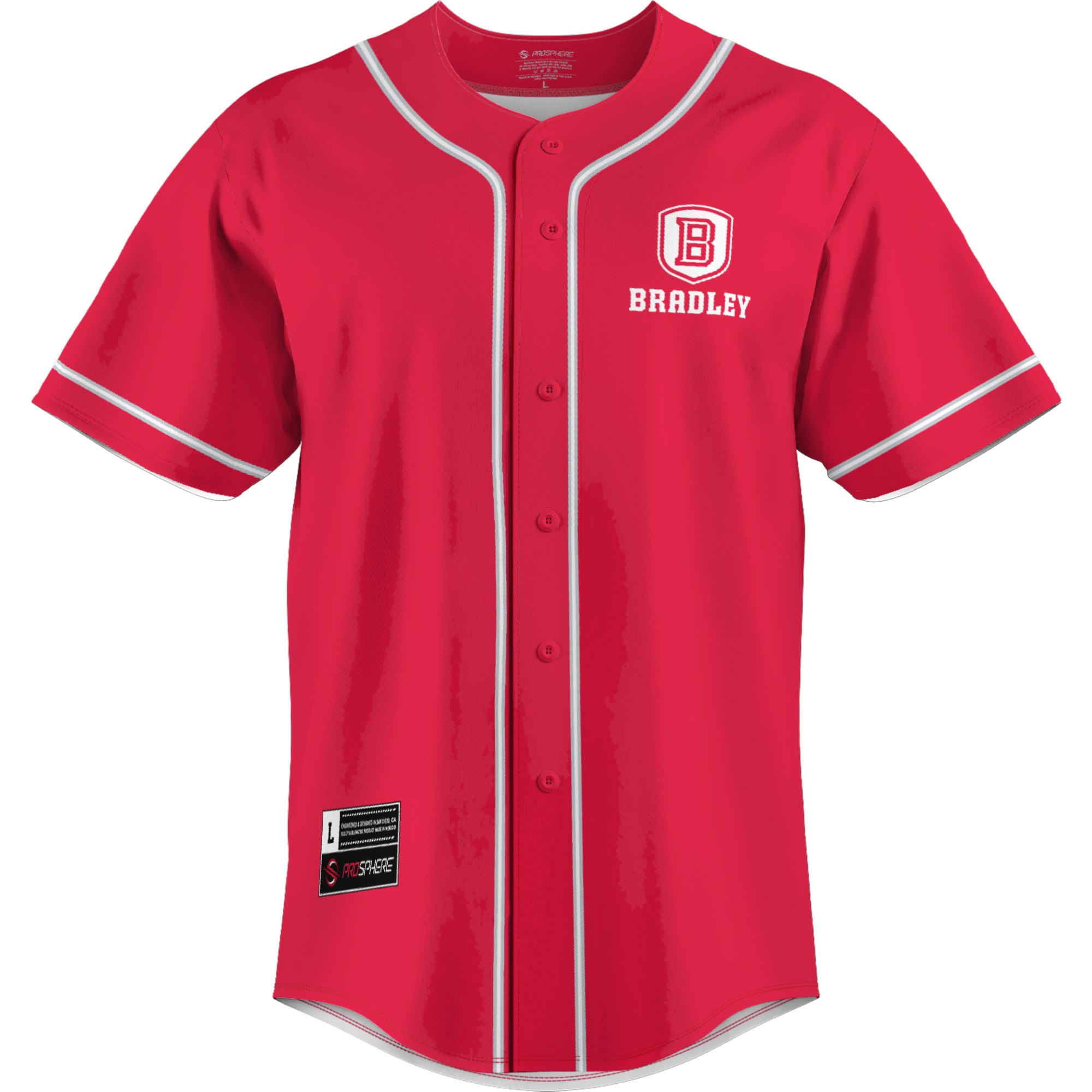 Bradley Braves Lightweight Baseball Jersey Red - front view