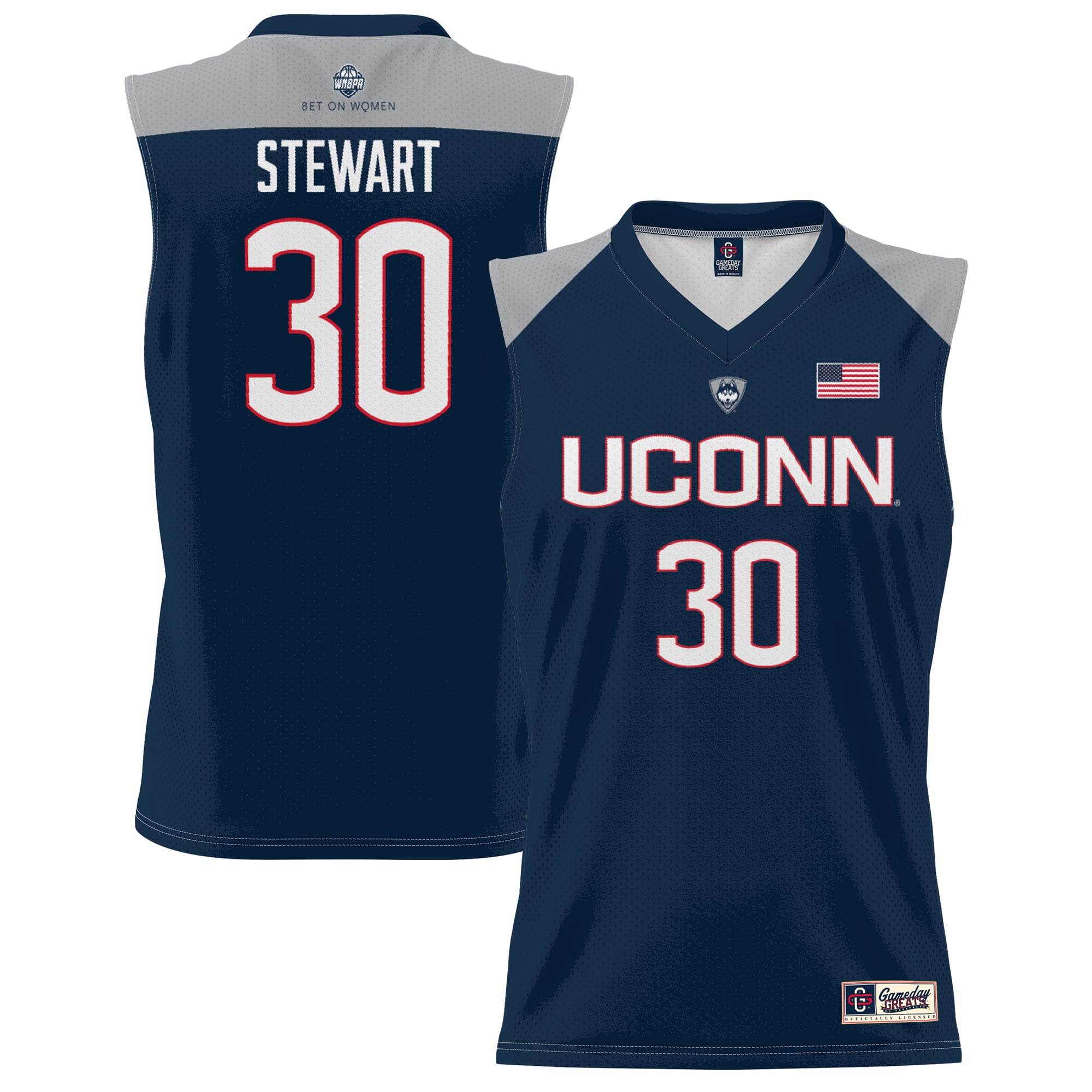 Breanna Stewart UConn Huskies Unisex Lightweight Basketball Alumni Jersey - front and back view