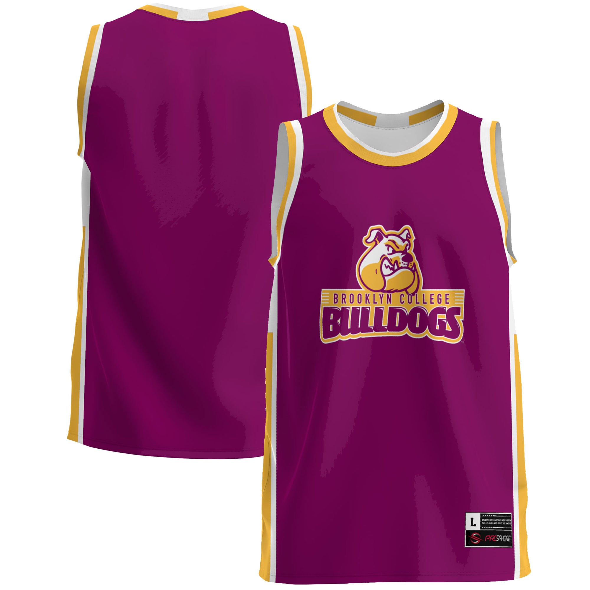 Brooklyn College Bulldogs Lightweight Basketball Jersey Maroon - front and back view