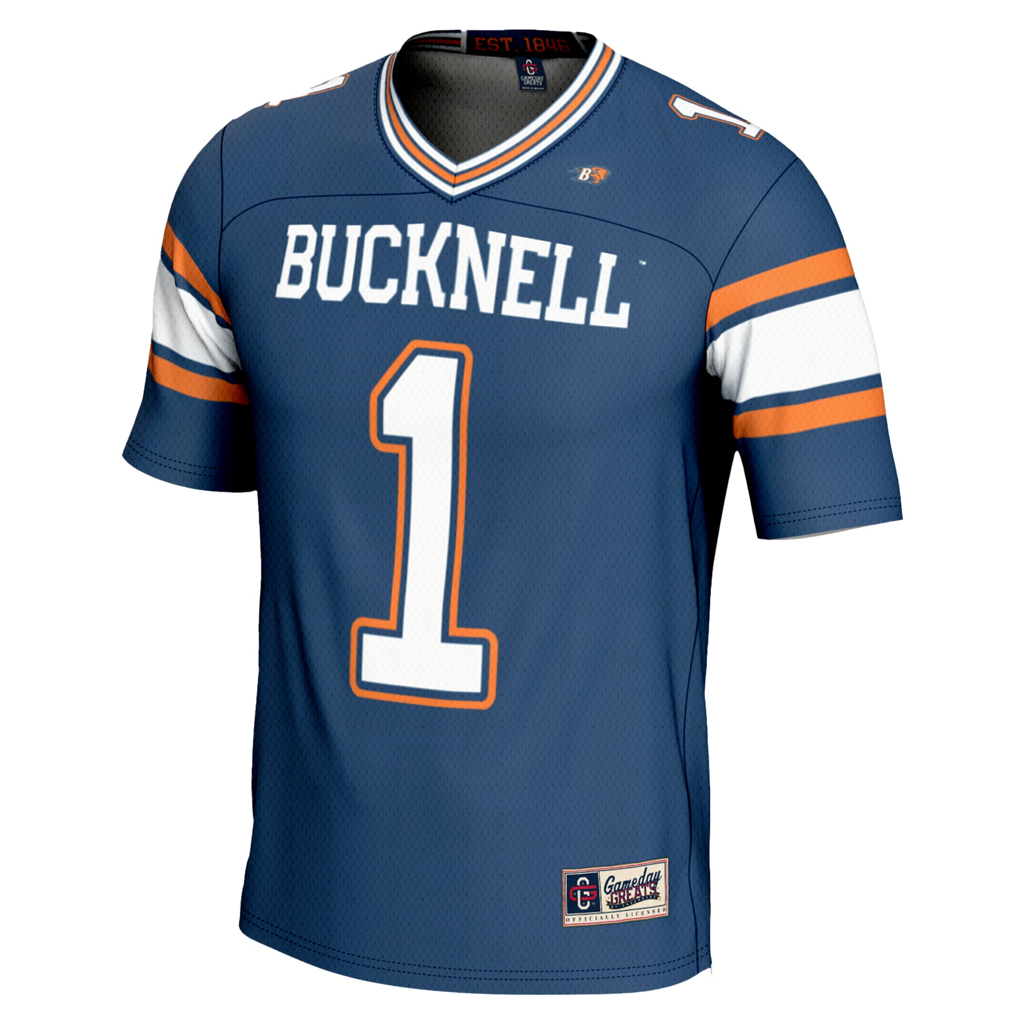 #1 Bucknell Bison Endzone Football Jersey Blue - back view