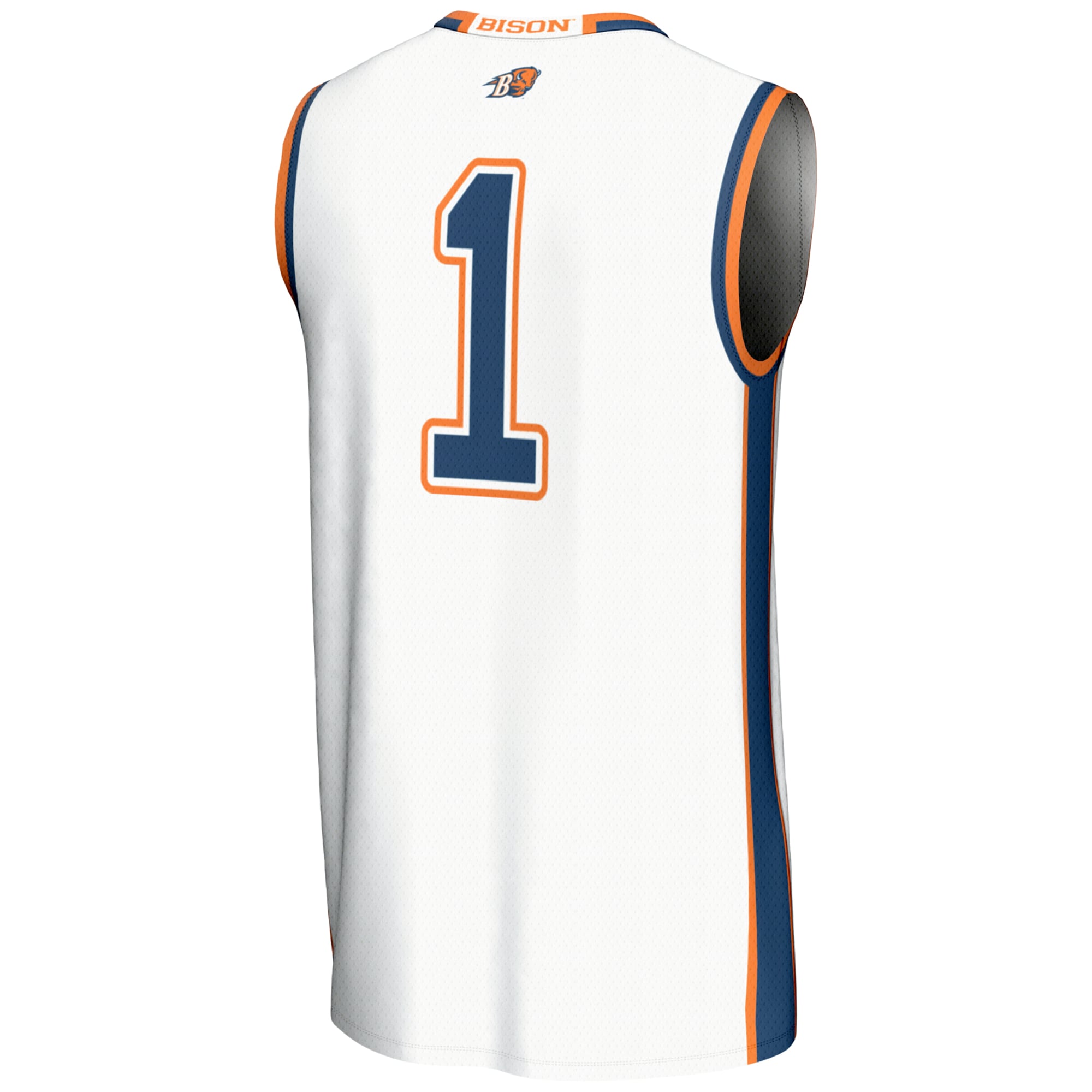 #1 Bucknell Bison Unisex Lightweight Basketball Jersey White - back view