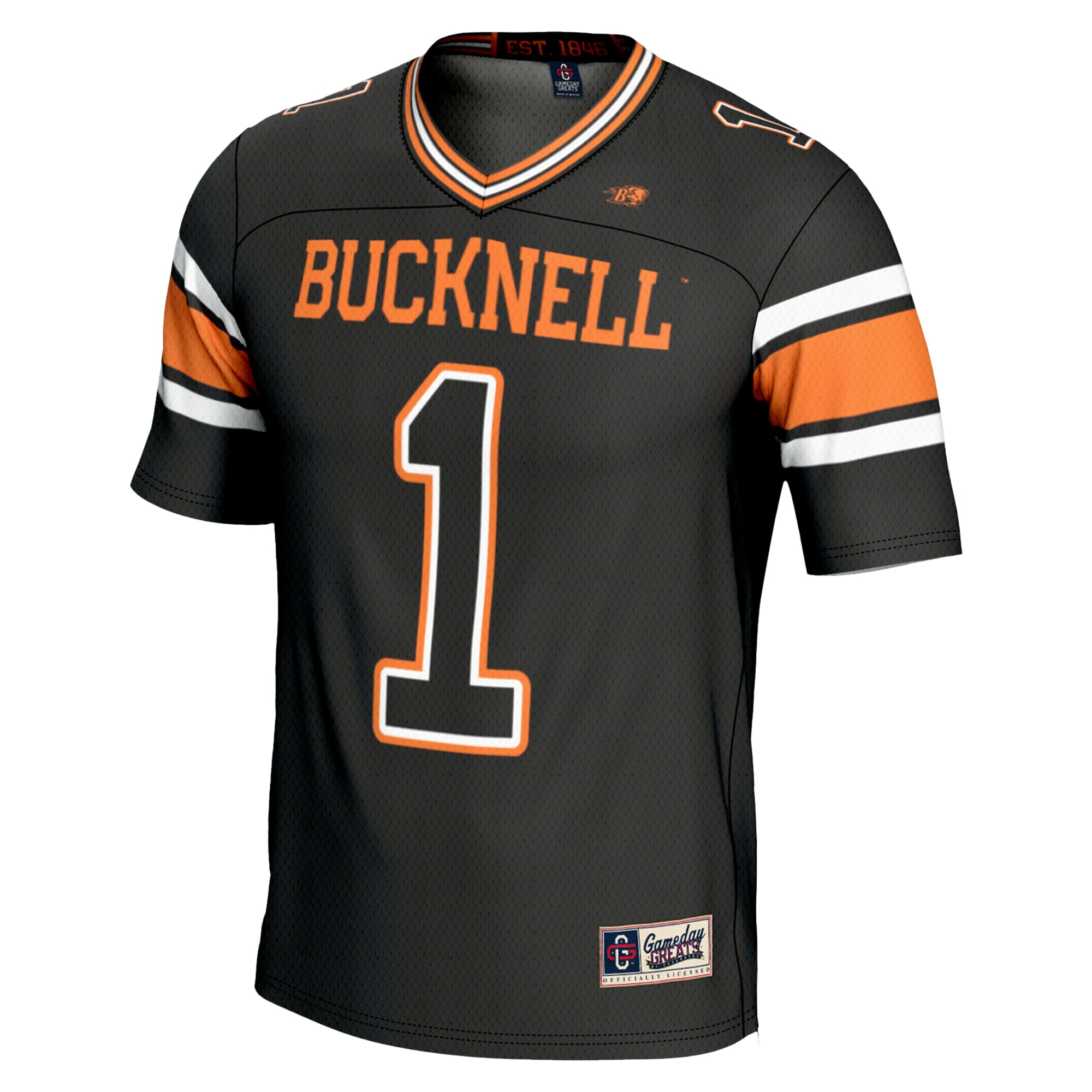 #1 Bucknell Bison Youth Endzone Football Jersey Black - back view