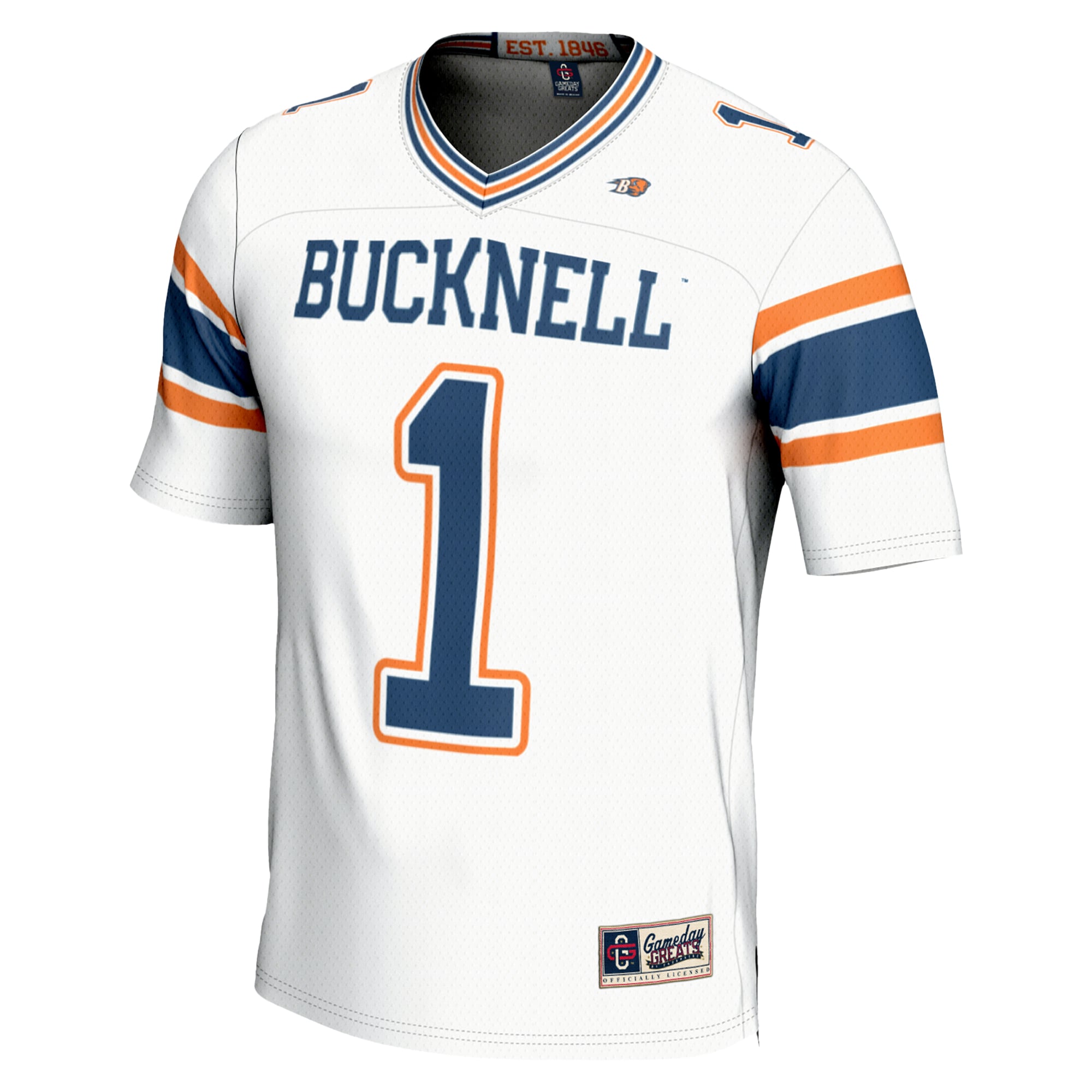 #1 Bucknell Bison Youth Endzone Football Jersey White - back view