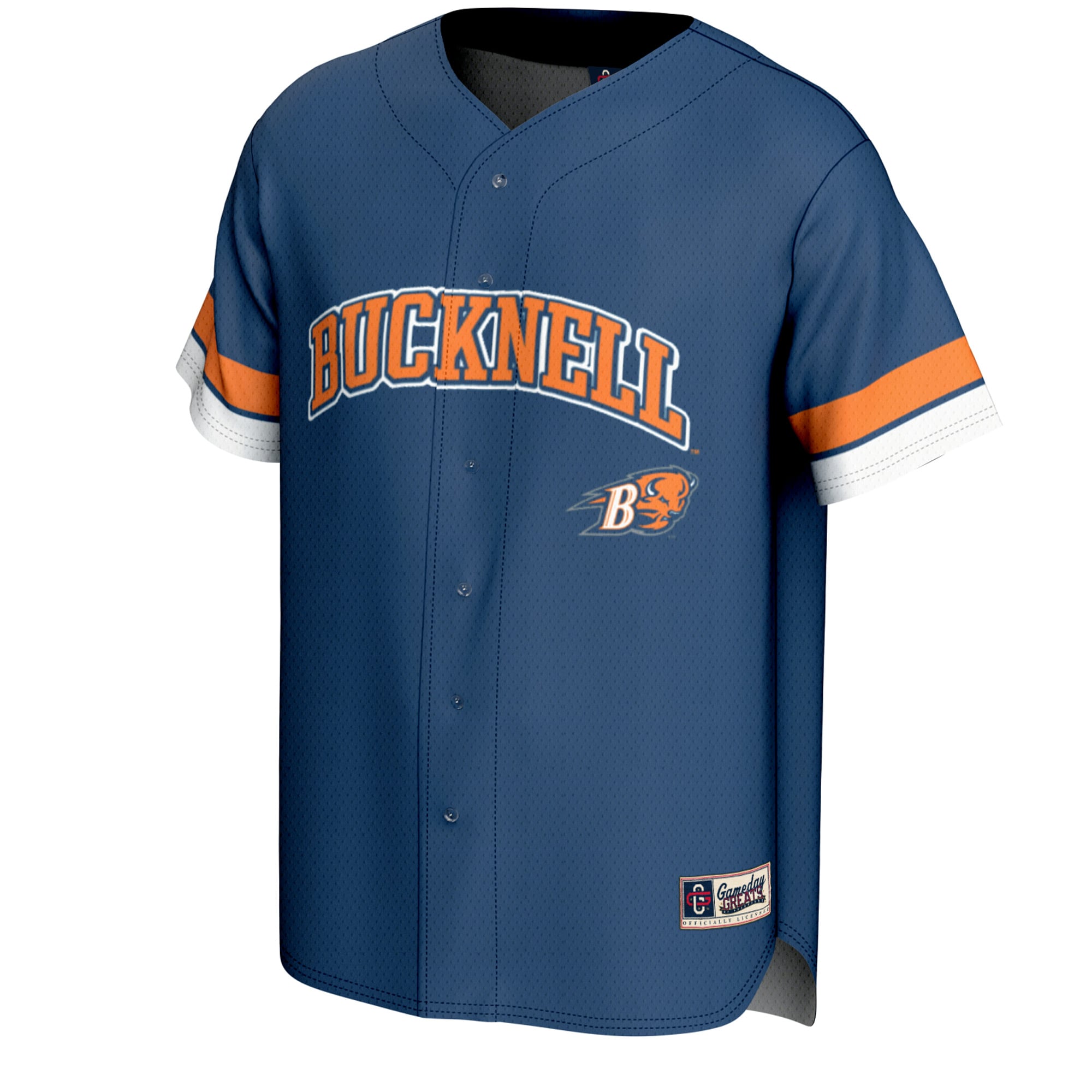 Bucknell Bison Youth Spirit Baseball Jersey Blue - front view