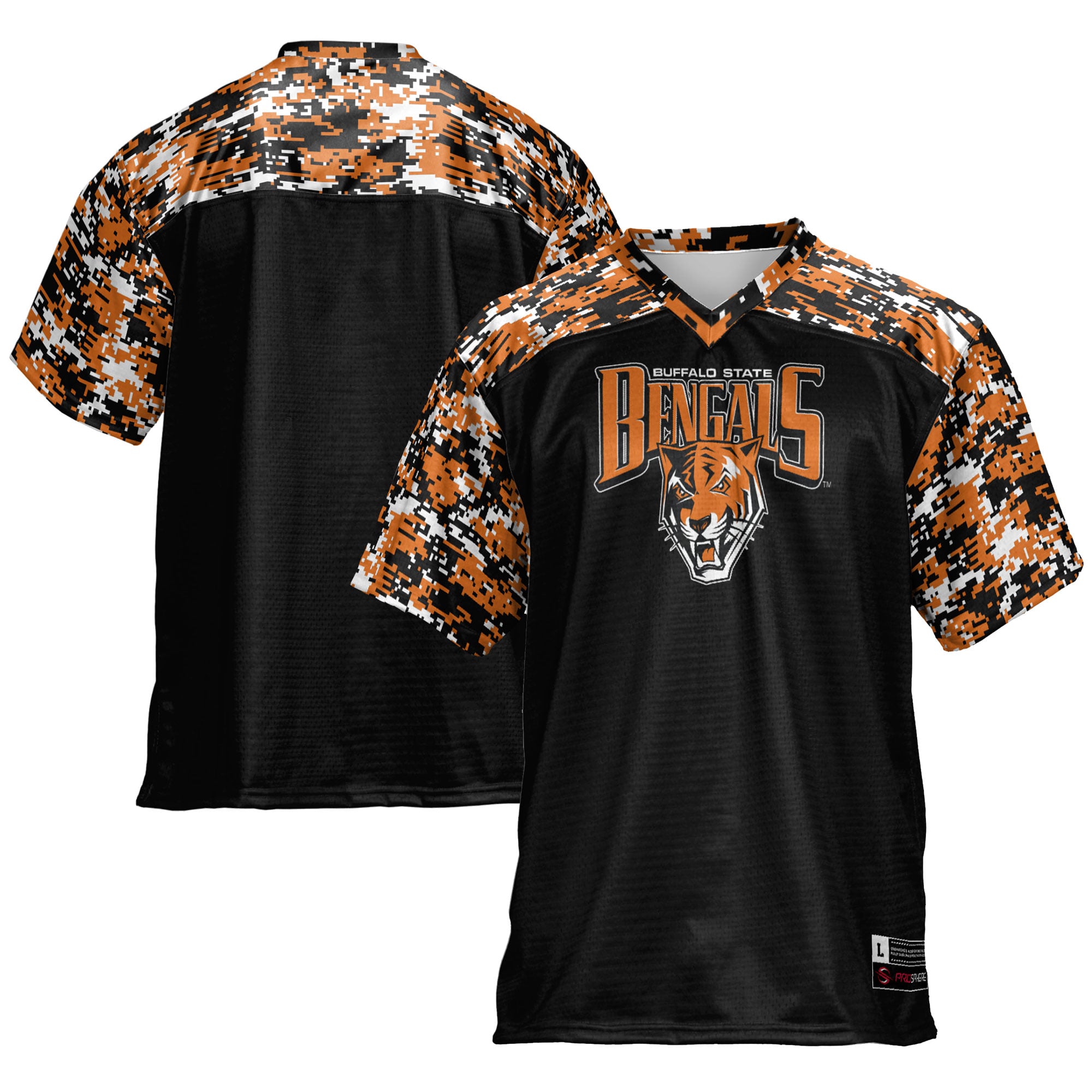 Buffalo State Bengals Football Jersey Black - front and back view