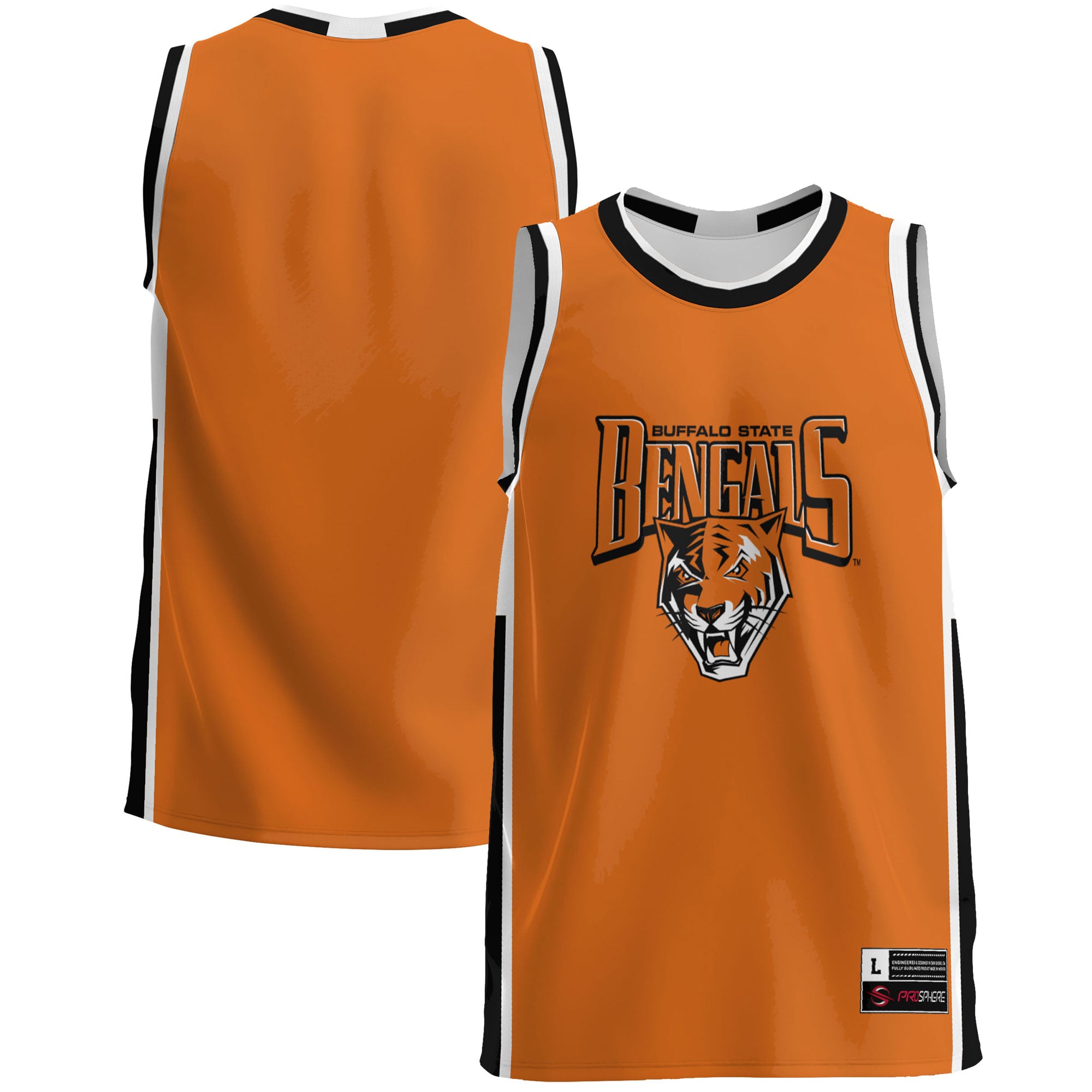 Buffalo State Bengals Lightweight Basketball Jersey Orange - front and back view