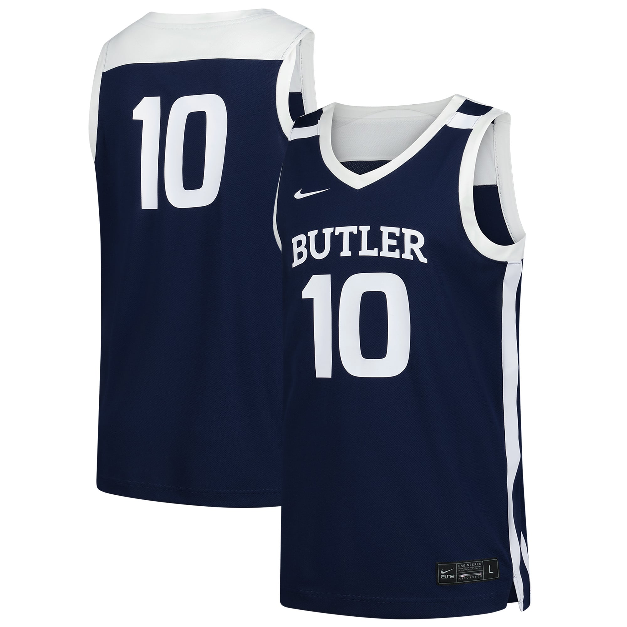 #10 Butler Bulldogs Basketball Jersey Navy - front and back view