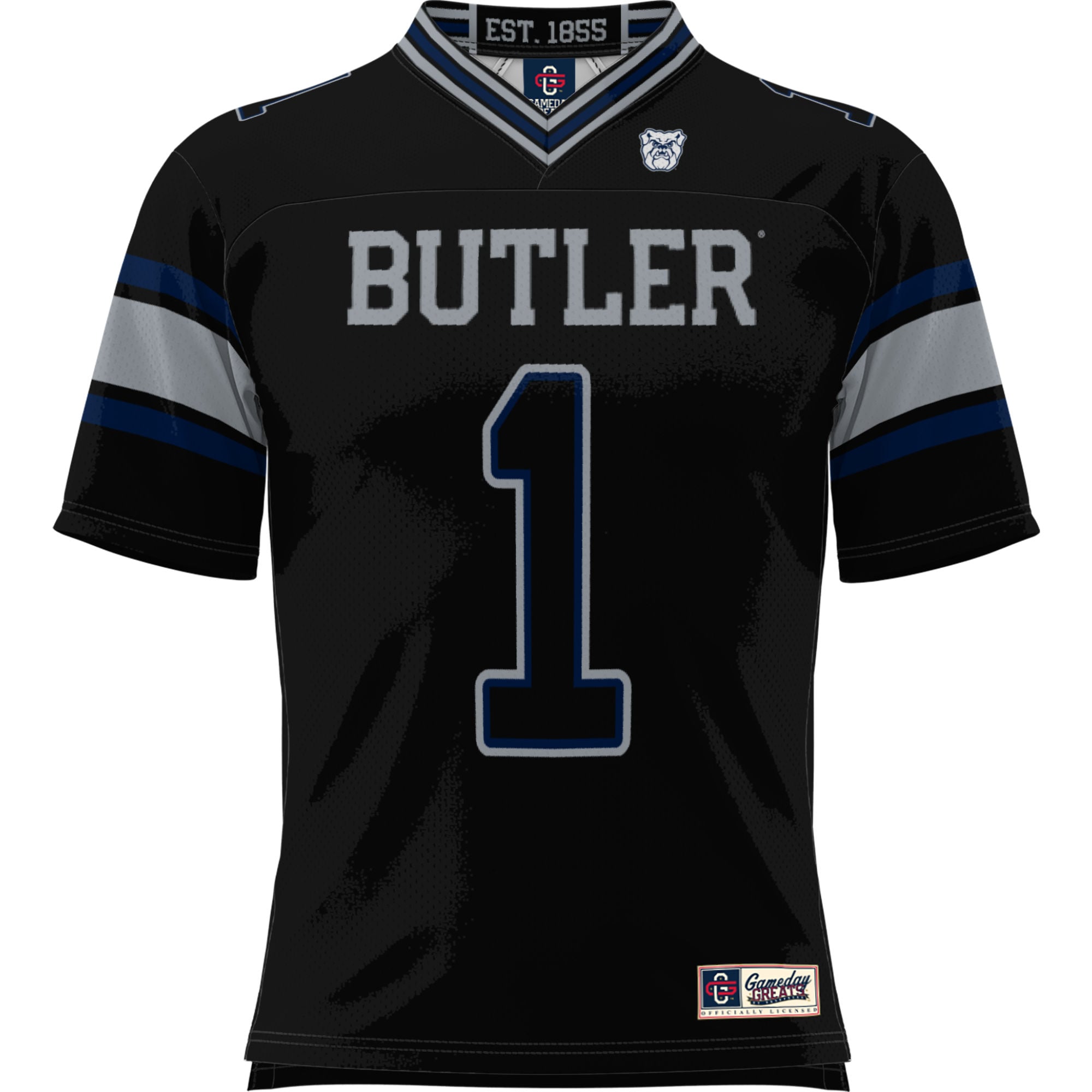 #1 Butler Bulldogs Youth Football Jersey Black - front view