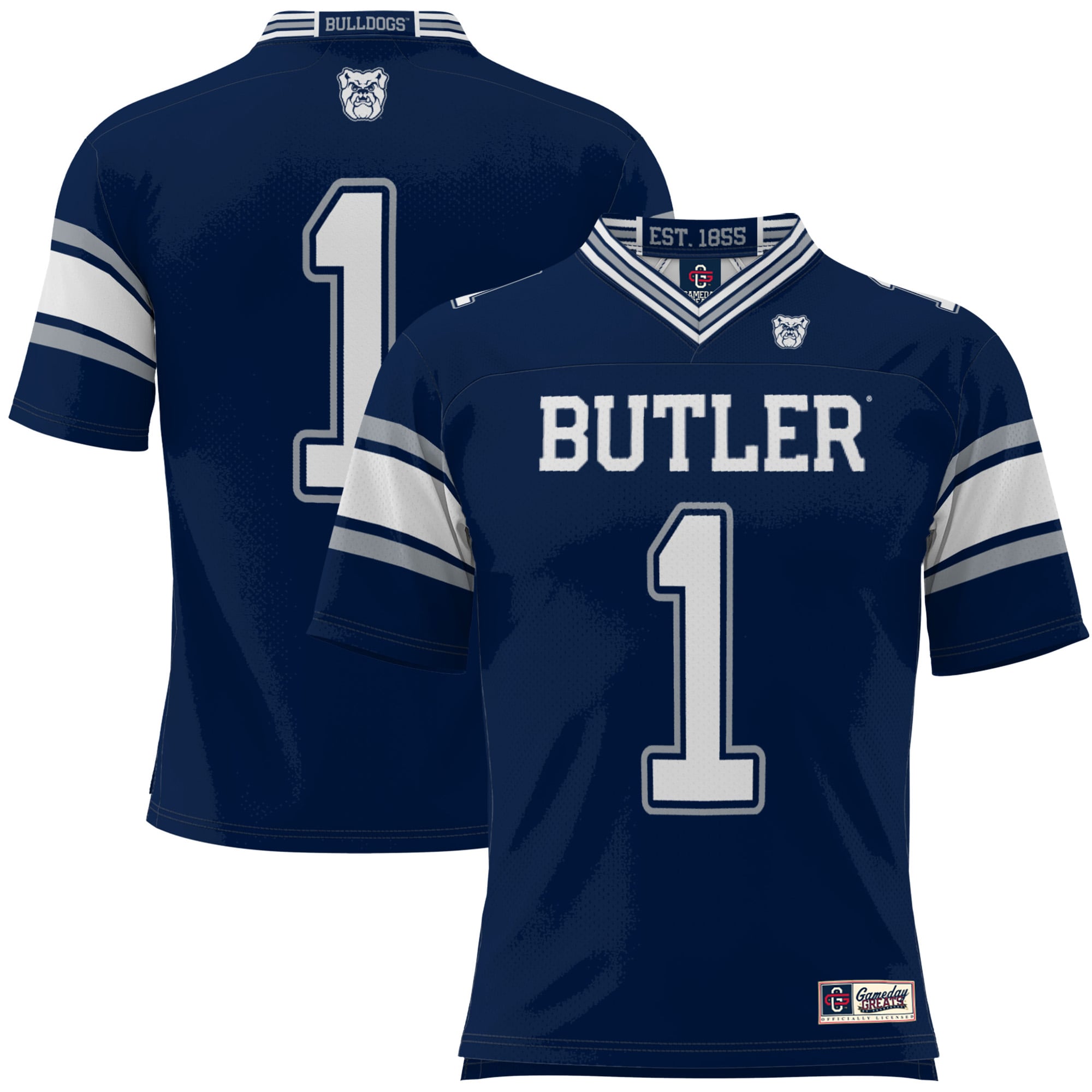 #1 Butler Bulldogs Youth Football Jersey Navy - front view