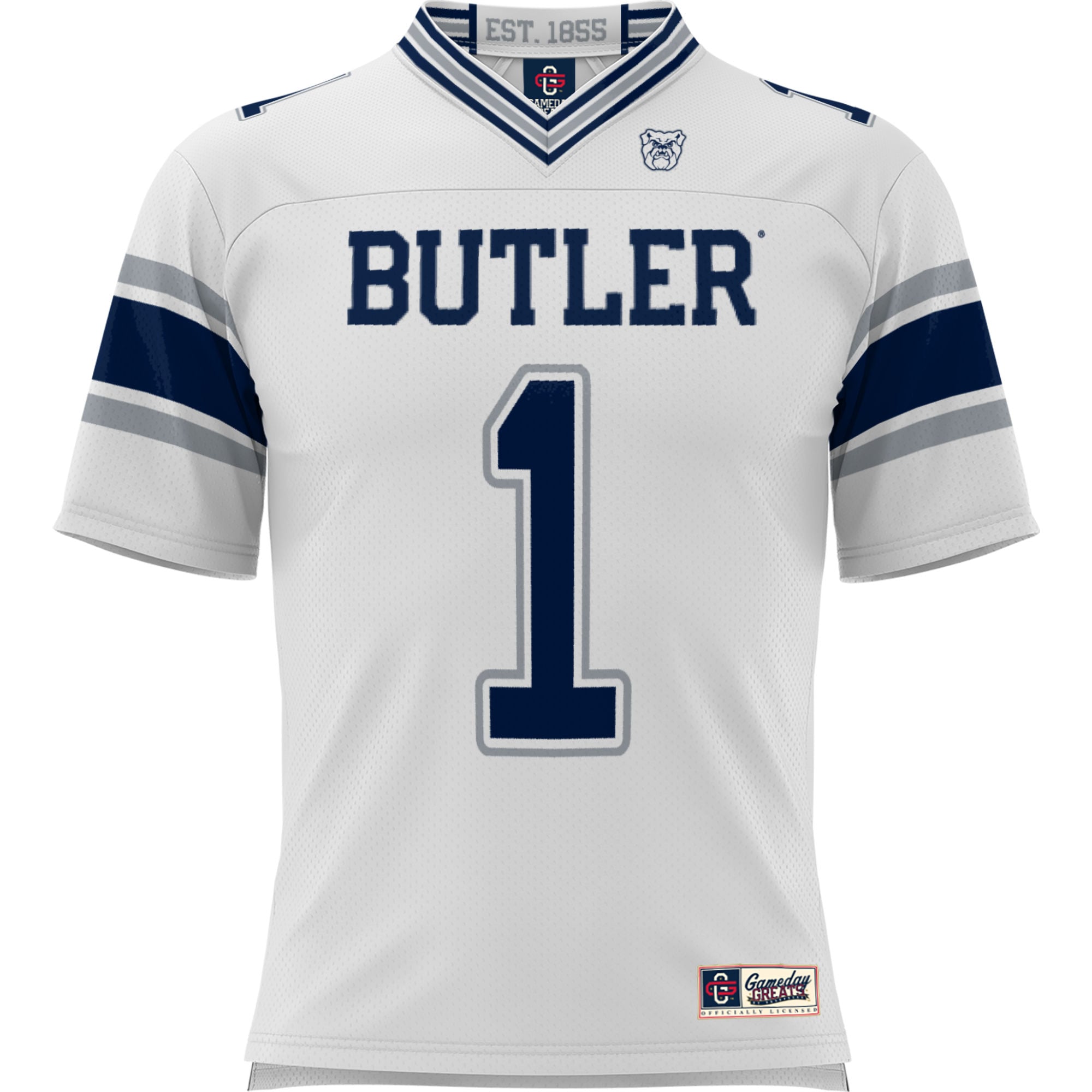 #1 Butler Bulldogs Youth Football Jersey White - front view