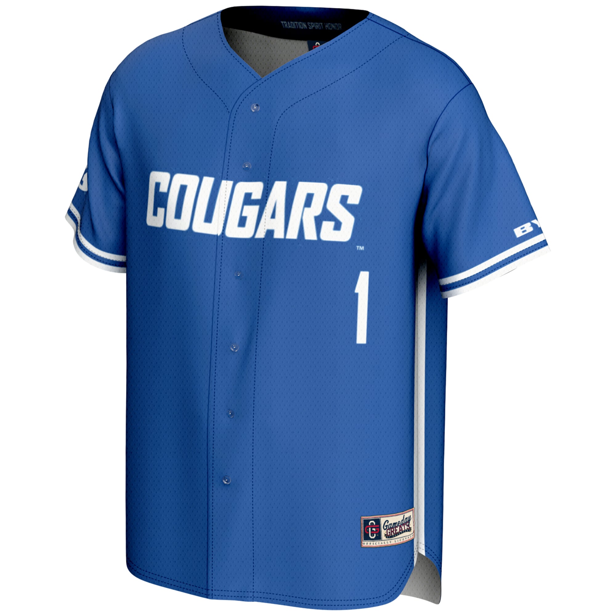#1 BYU Cougars Lightweight Baseball Jersey Royal - front view