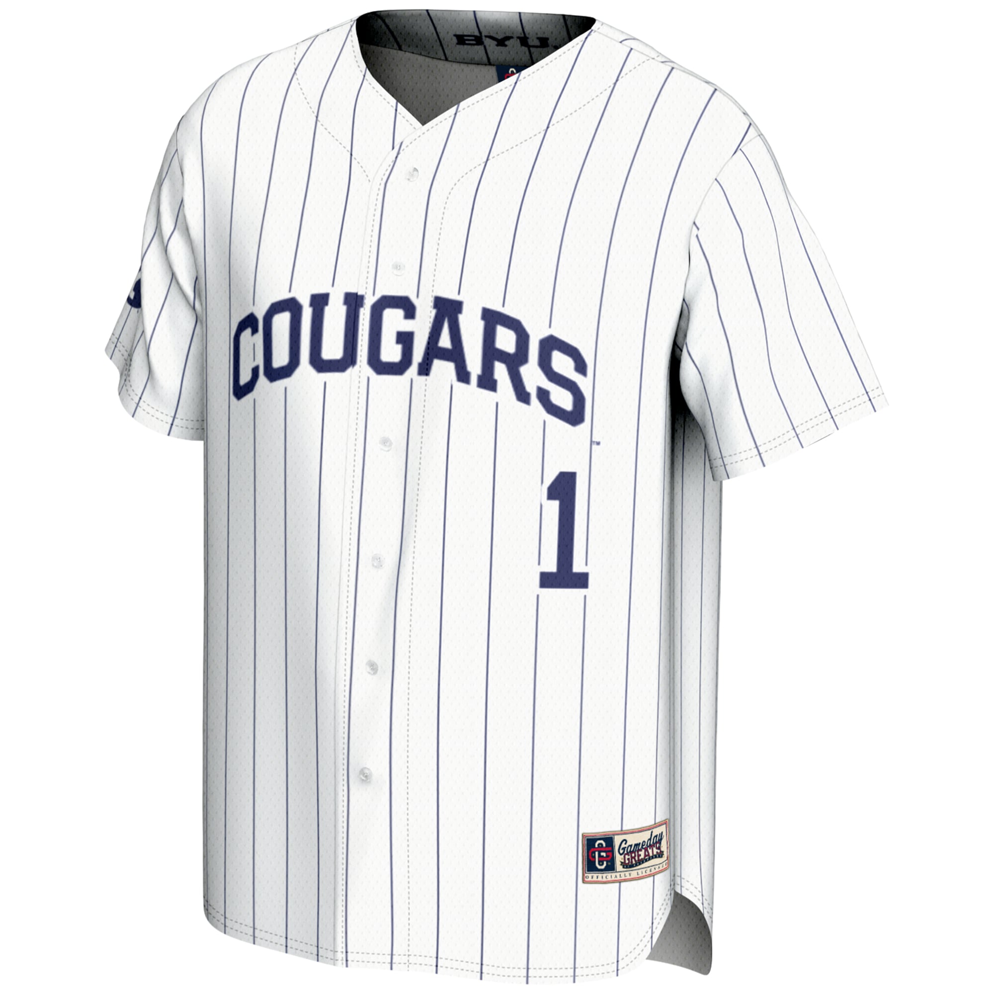 #1 BYU Cougars Lightweight Baseball Jersey White - front view