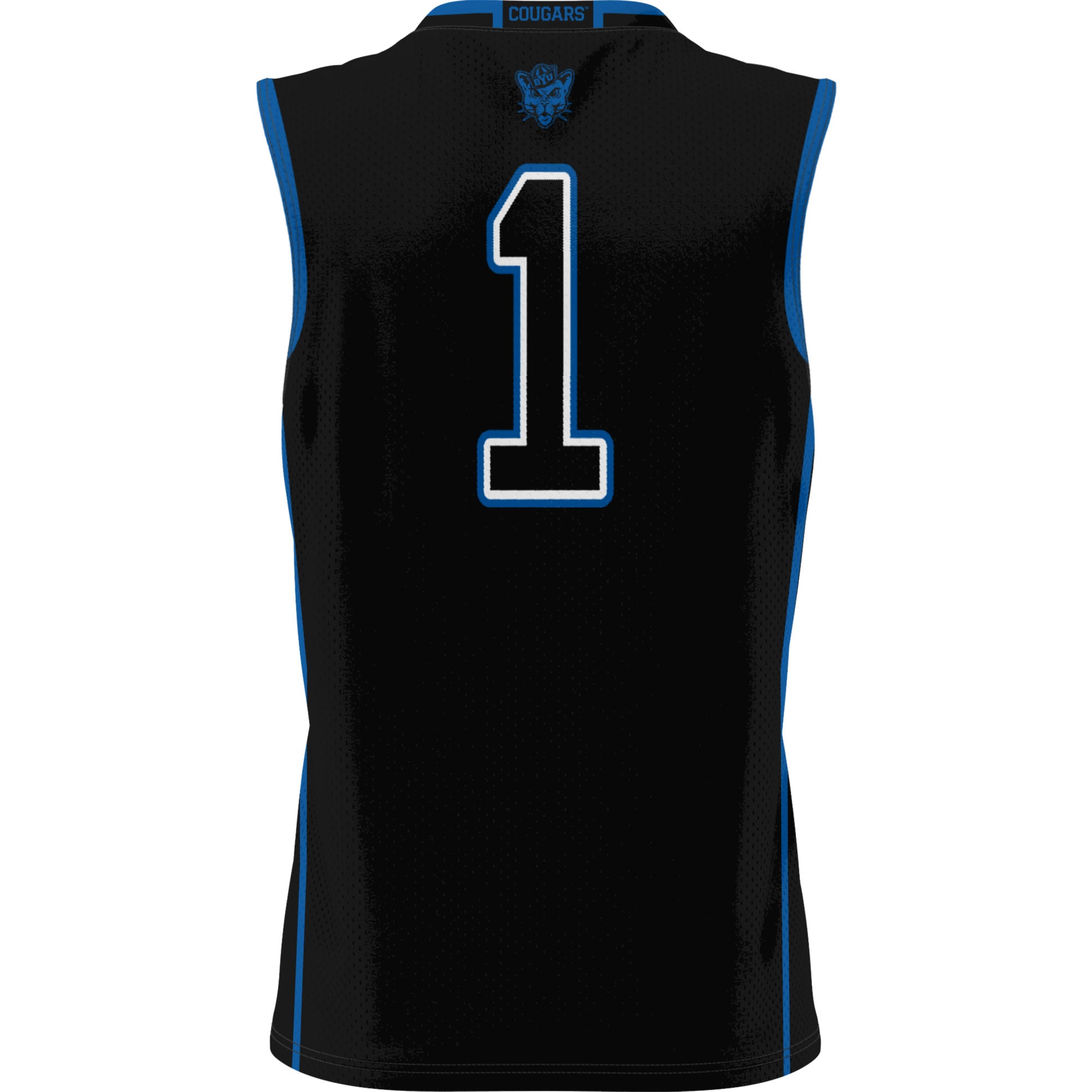 #1 BYU Cougars Lightweight Basketball Jersey Black - back view