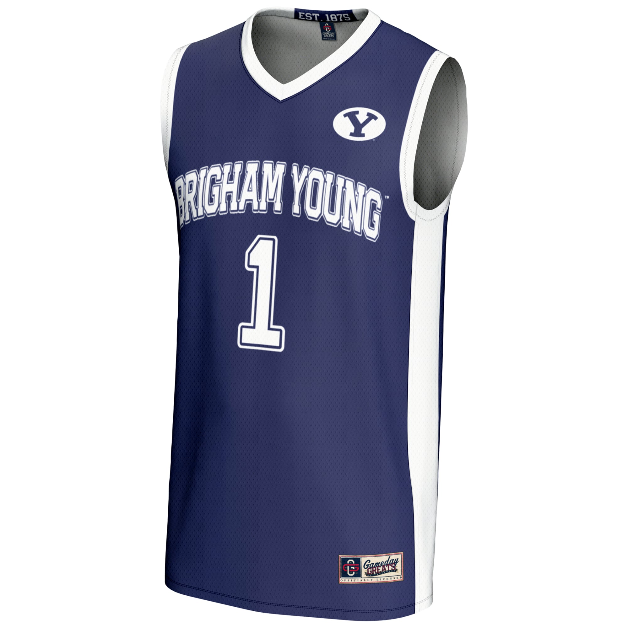#1 BYU Cougars Lightweight Basketball Jersey Navy - front view