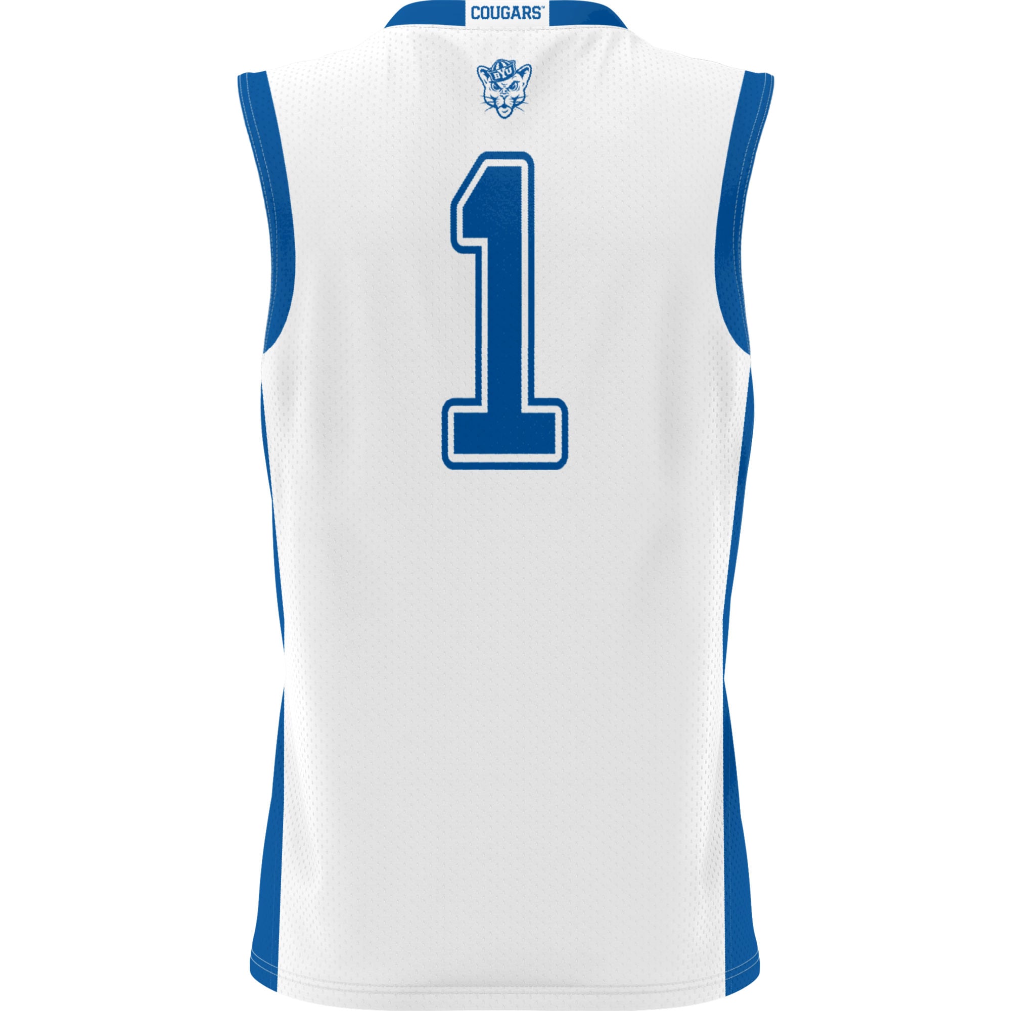 #1 BYU Cougars Lightweight Basketball Jersey White - back view