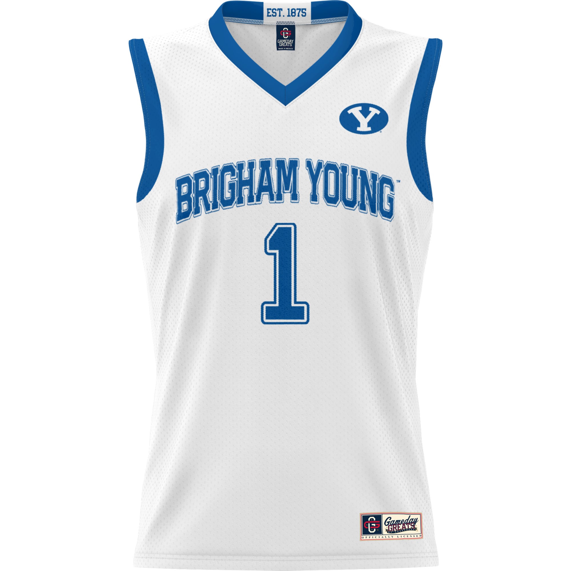 #1 BYU Cougars Lightweight Basketball Jersey White - front view