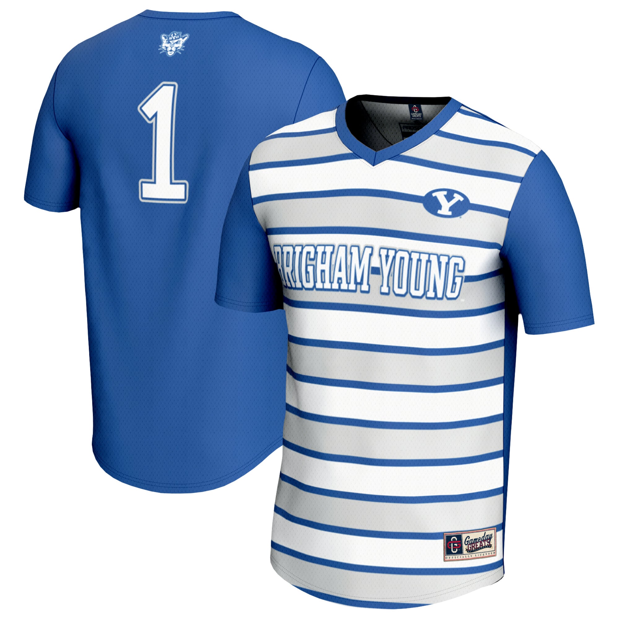 #1 BYU Cougars Unisex Lightweight Soccer Fashion Jersey Royal - front and back view