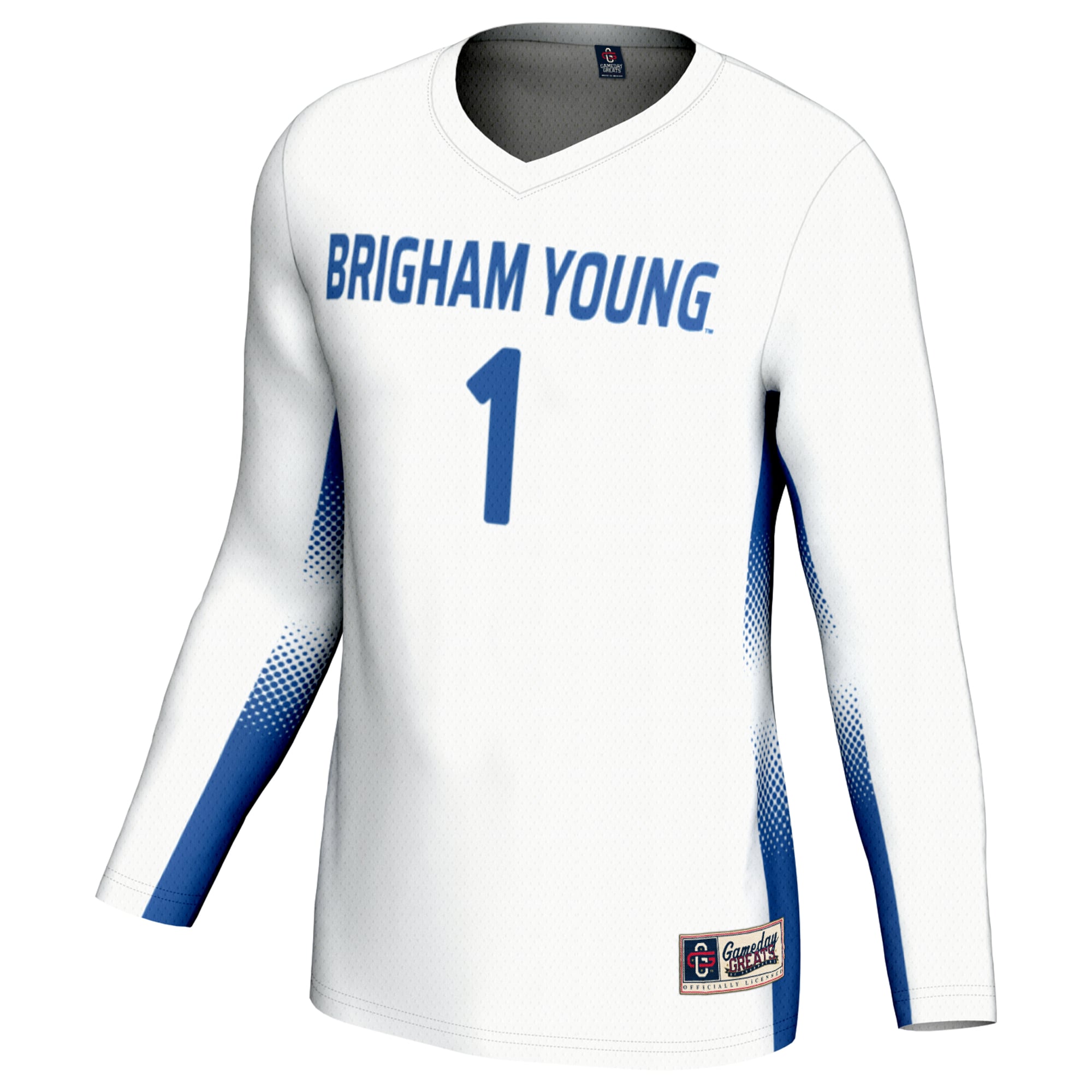 #1 BYU Cougars Unisex Lightweight Volleyball Jersey White - front view