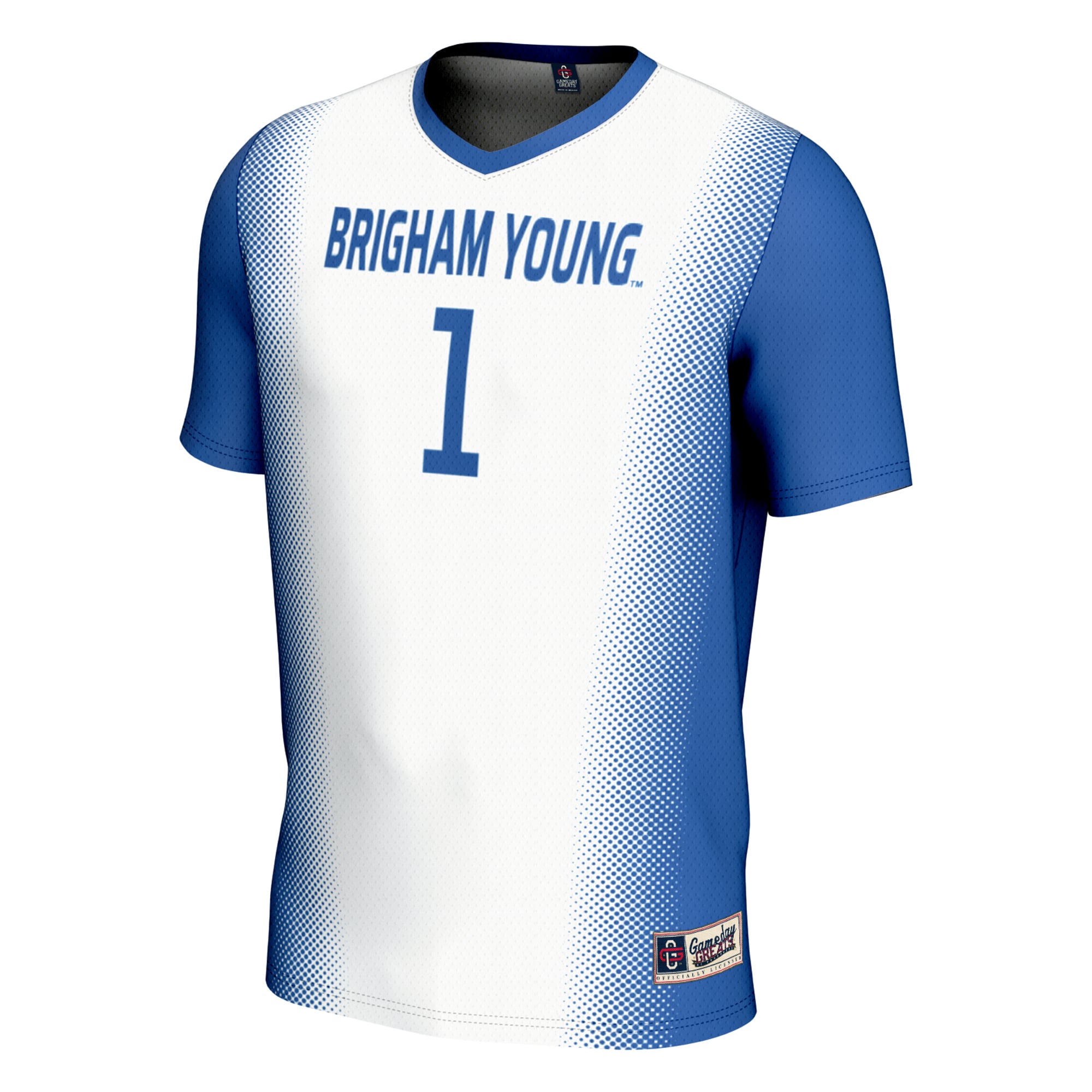 #1 BYU Cougars Unisex Lightweight Women's Soccer Jersey White - front view