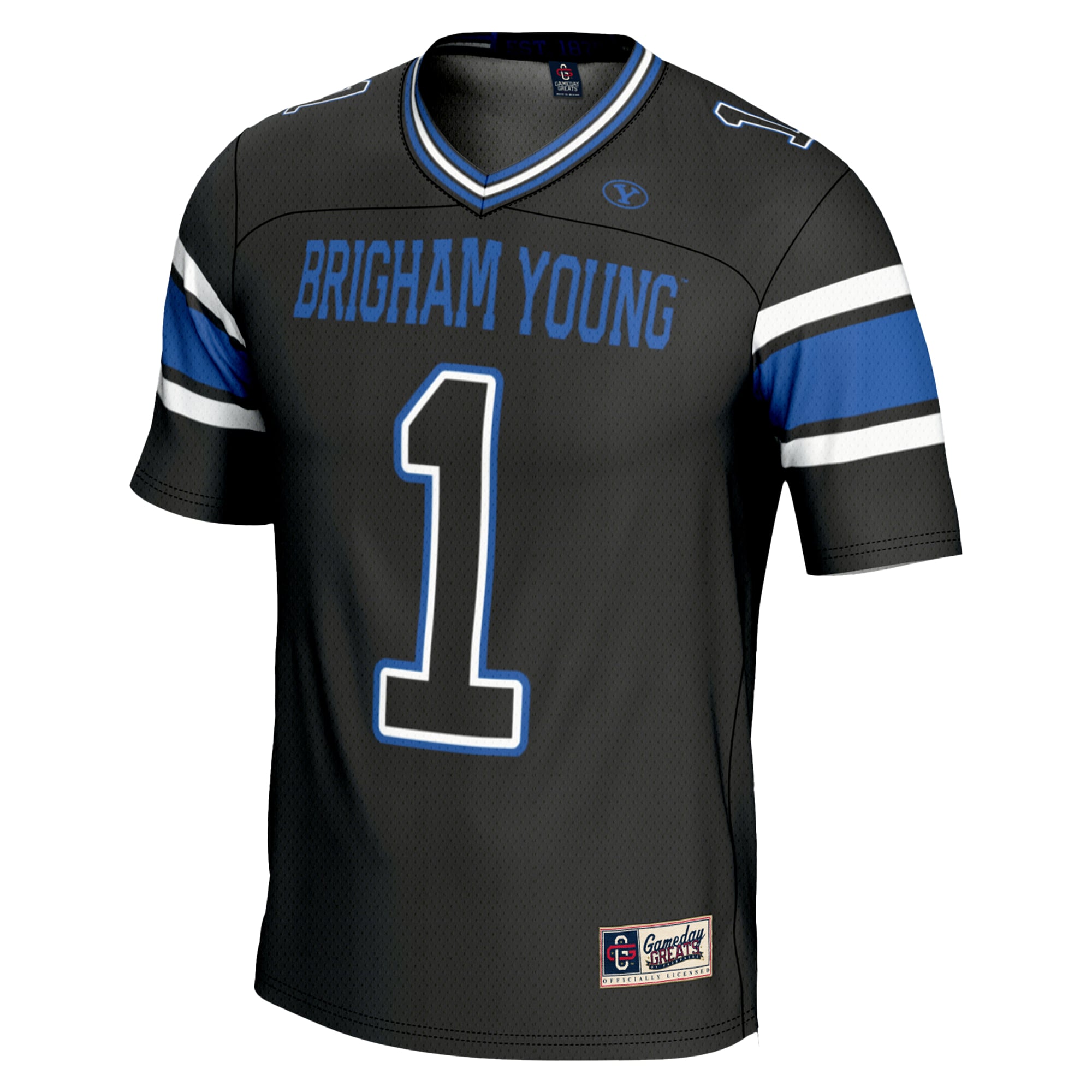 #1 BYU Cougars Youth Endzone Football Jersey Black - back view