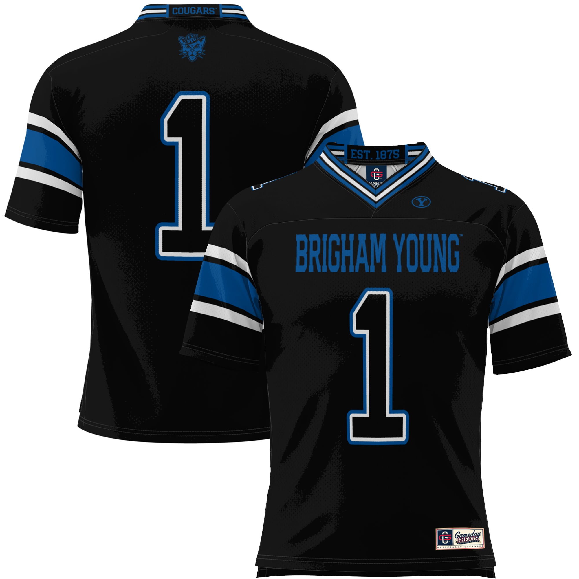 #1 BYU Cougars Youth Endzone Football Jersey Black - front view
