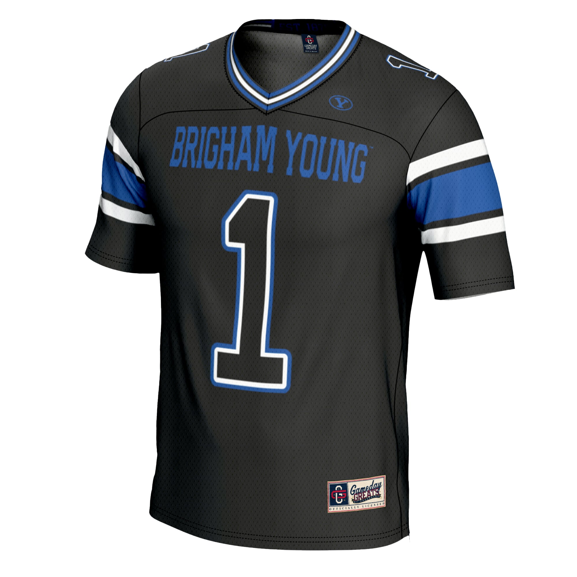 #1 BYU Cougars Youth Football Jersey Black - front view