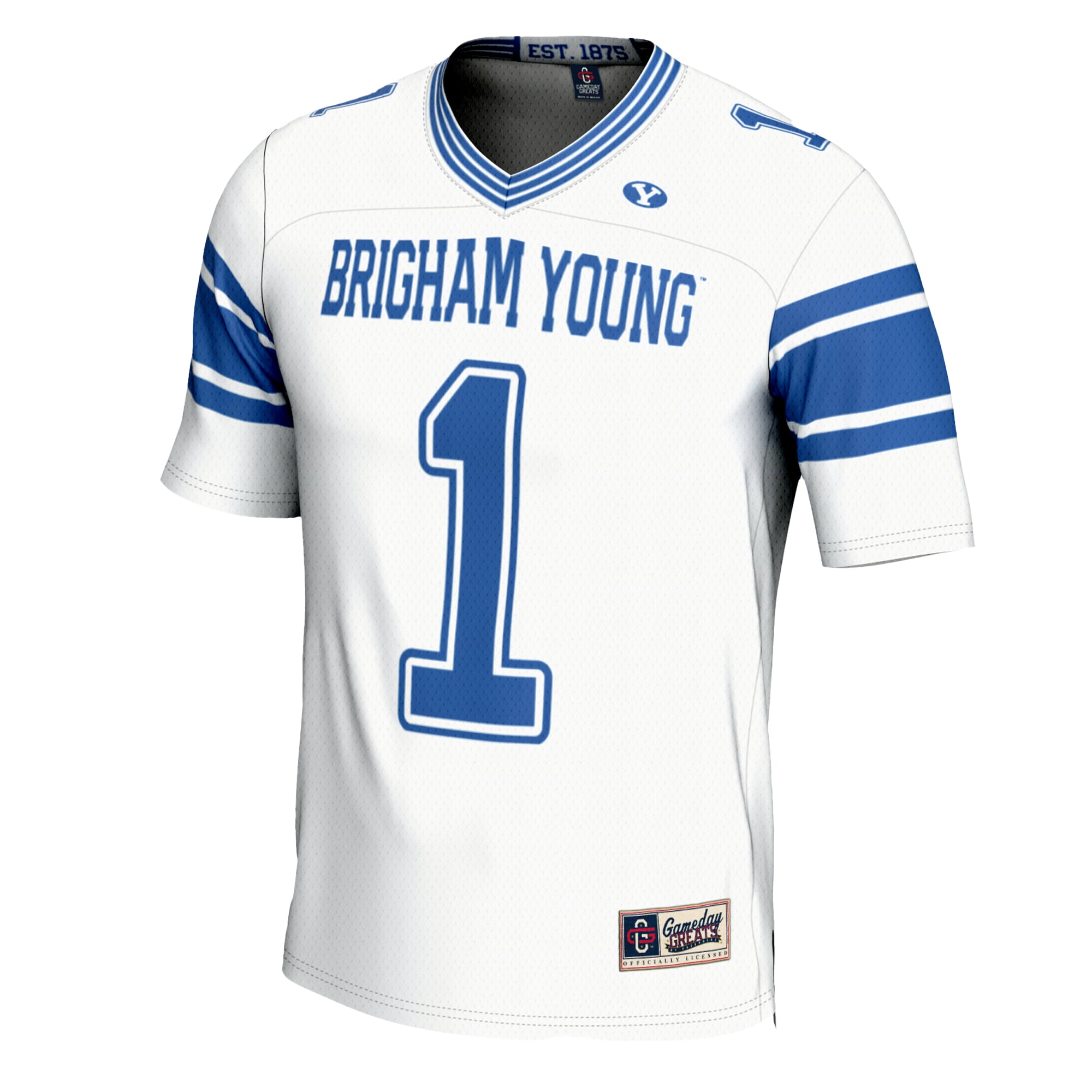 #1 BYU Cougars Youth Football Jersey White - front view